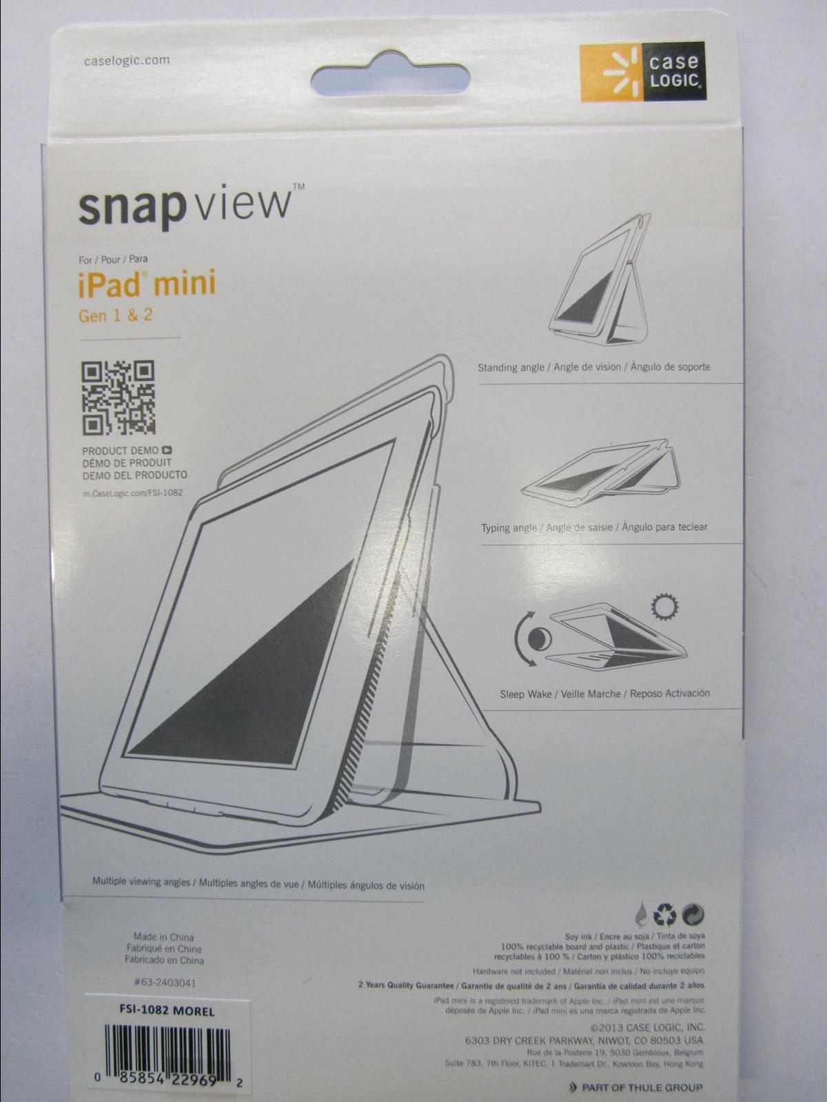 Case Logic Snap View Ipad Mini Gen 1/2/3 Top Quality Hard Shell Carry Case Stand