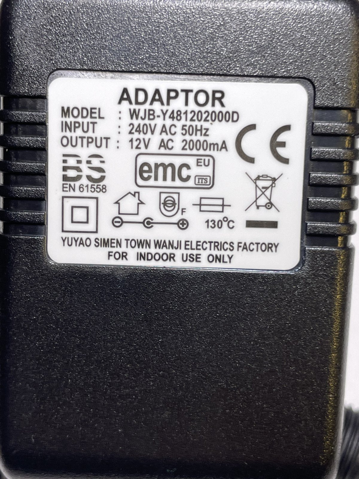 Replacement for 12V ~ 300mA 3.6VA AC/AC Adaptor JRO-300B (NOT WATERPROOF)