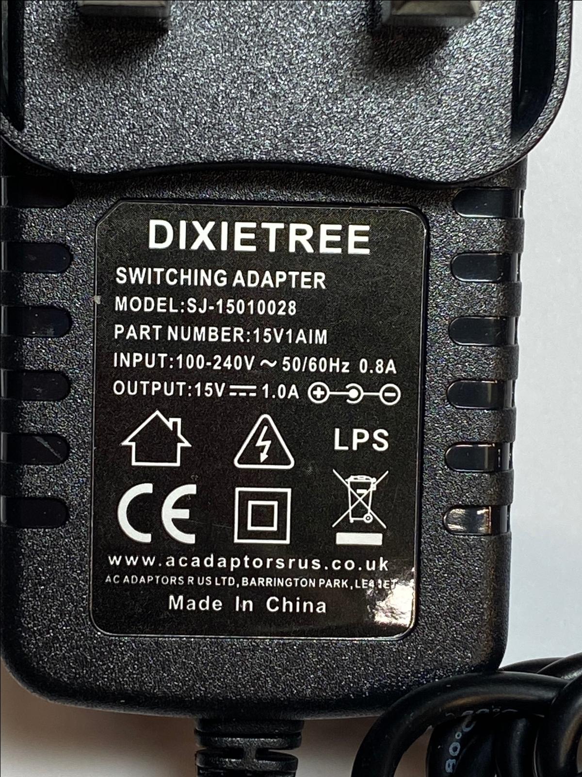 15V 1A AC-DC Switching Adaptor Power Supply 3.5mm x 1.3mm Negative Centre