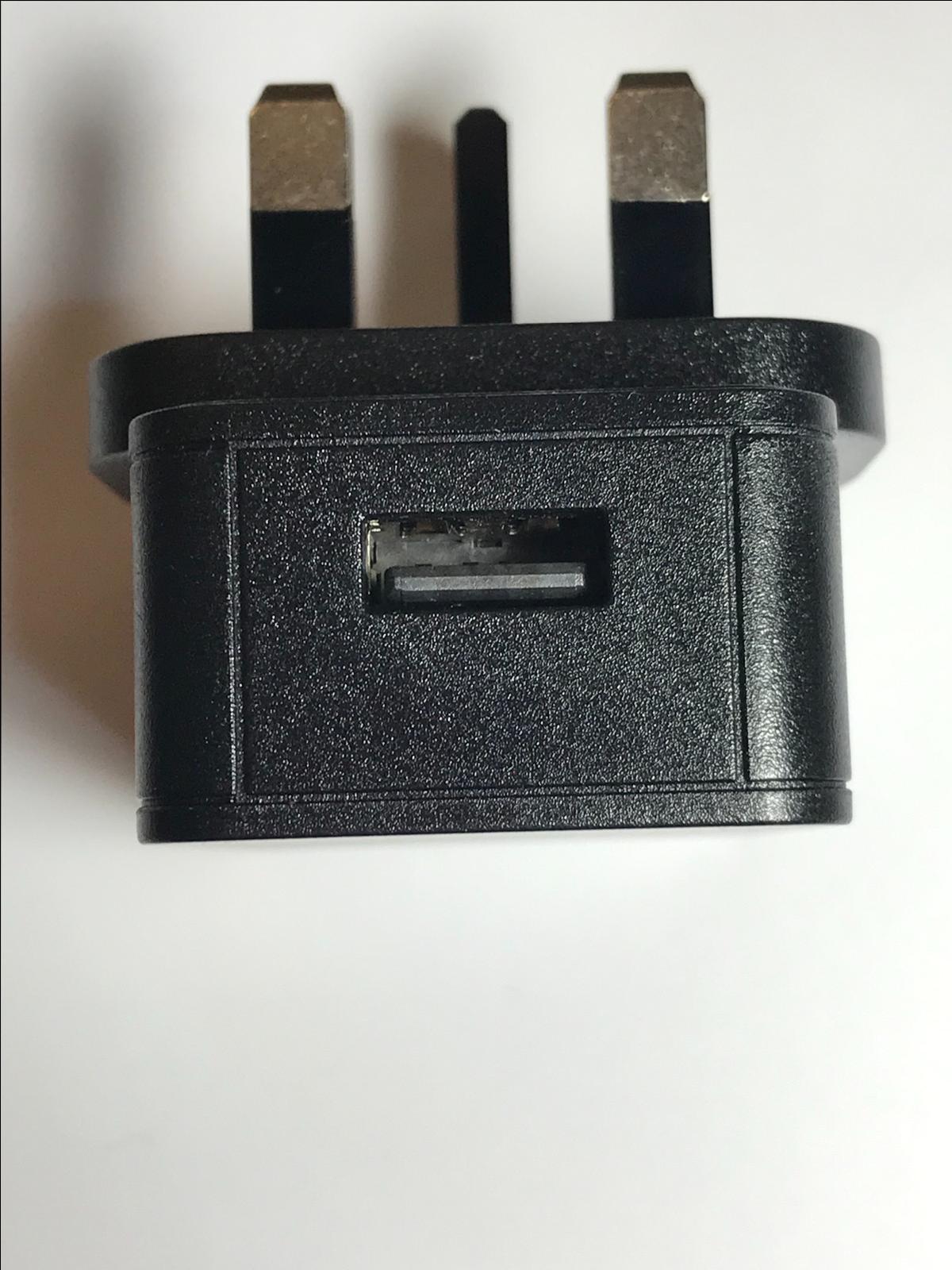 Replacement 5V 2A USB Mains AC-DC Adaptor UK Plug With USB-A to 5.5mm x 2.1mm dc