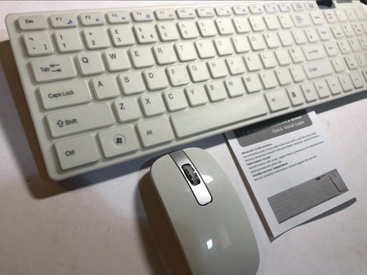White Wireless Keyboard and Mouse + Number Pad Set for HP All-in-one PC