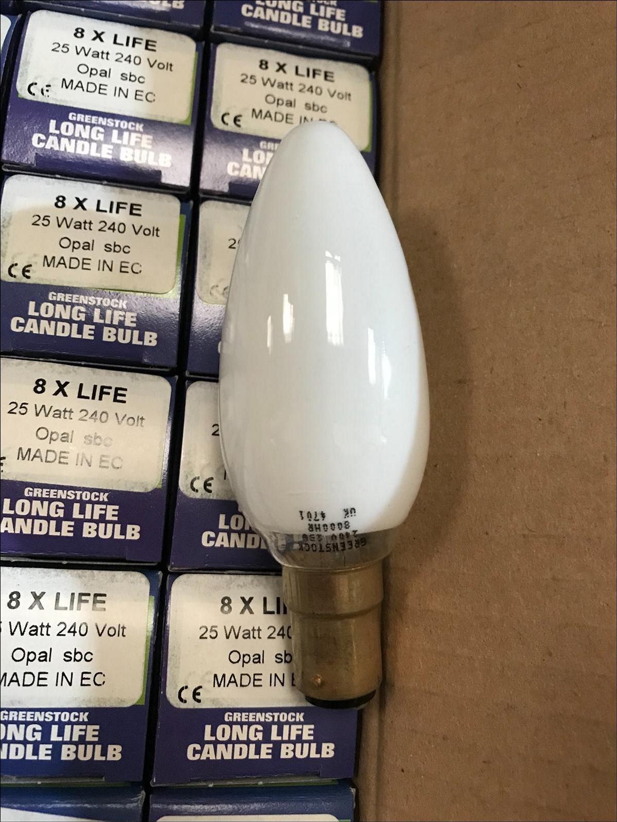 BULK JOBLOT 50 X 240V 25W Opal Candle Light Bulbs SBC Bayonet Screw Fitting