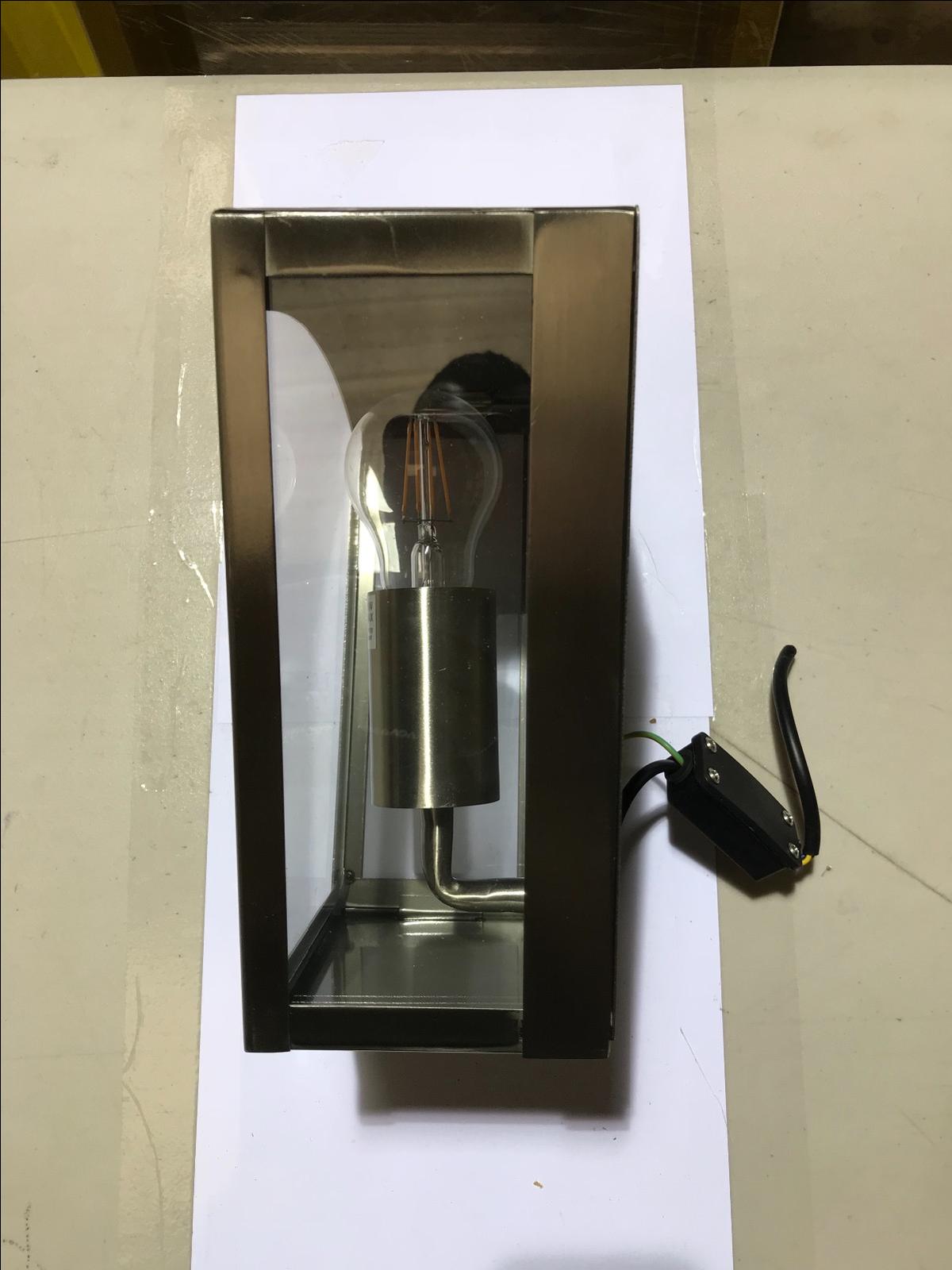 EX DISPLAY Zinc Single Curved Lantern Wall Fitting Stainless Steel ZN-20945-SST