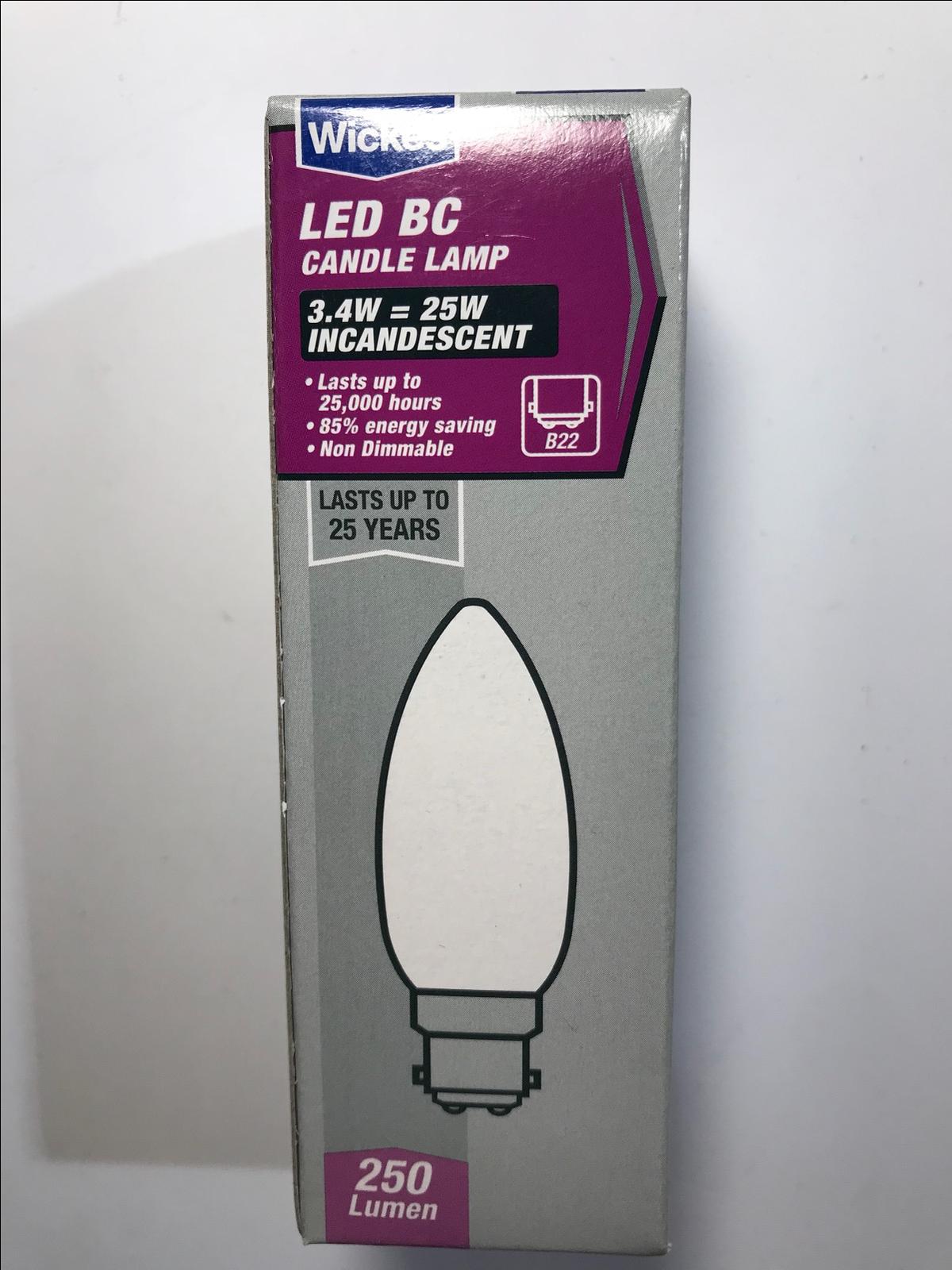 Wickes LED BC Candle Lamp 3.4W 25W 250lm B22 25 YEAR LASTING A+ Light Bulb