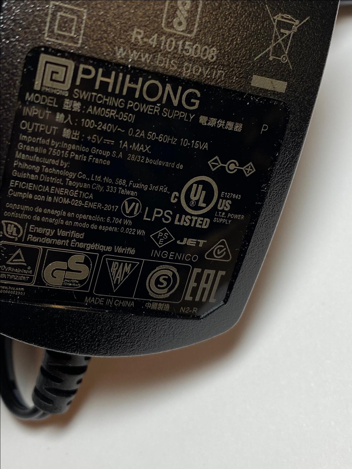 PHIHONG SWITCHING POWER SUPPLY 5V 1A MAX AM05R-050I 0501 AC-DC POWER ADAPTOR