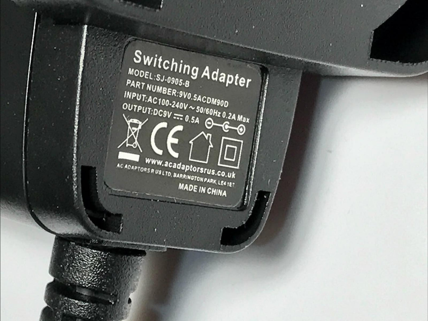 Replacement for 9V 350mA AC/DC Adaptor model BS0900350 Power Supply Plug