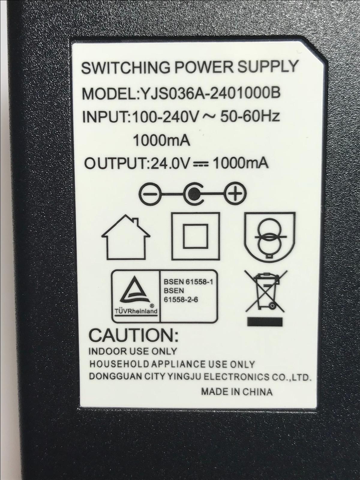 Replacement 24V 500mA AC/DC Adaptor for model no H-G48026DT Negative Polarity