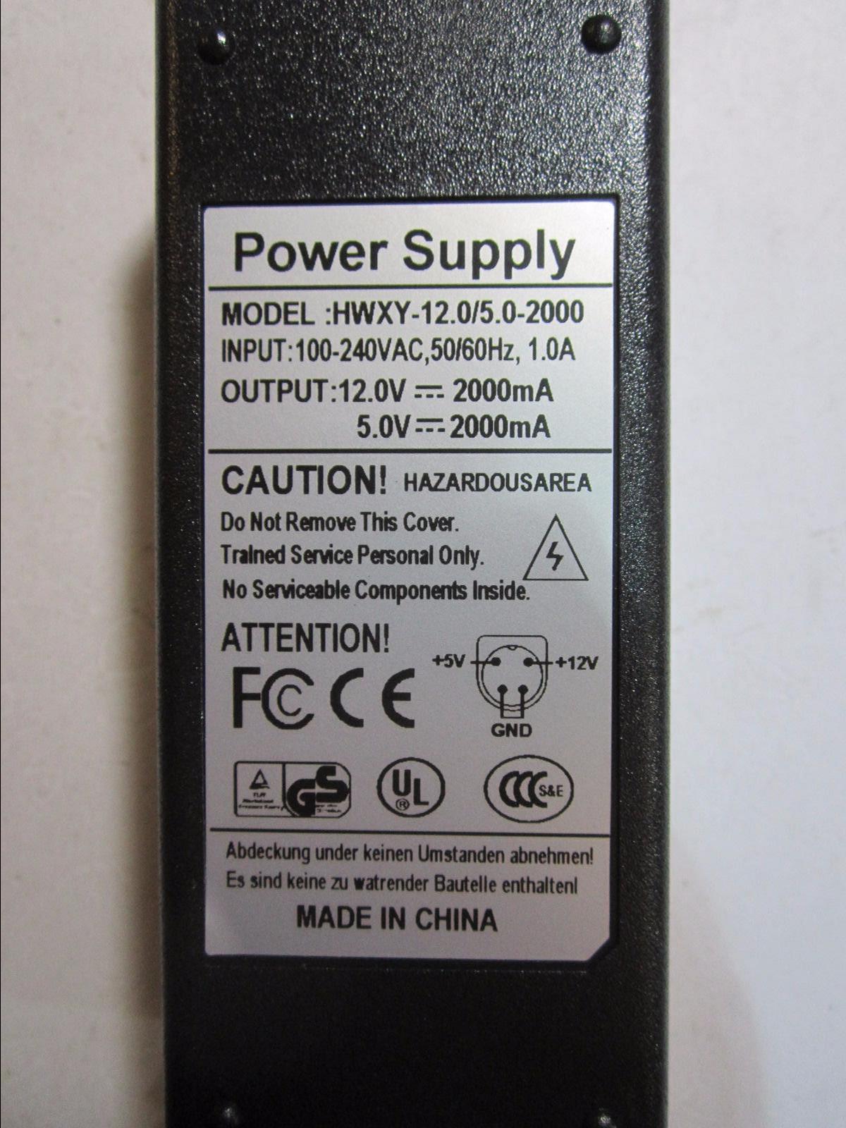 12.0V 12V 5.0V 5V 2000mA 2A 4 Pin DIN AC-DC Adaptor Power Supply + UK Plug Type2