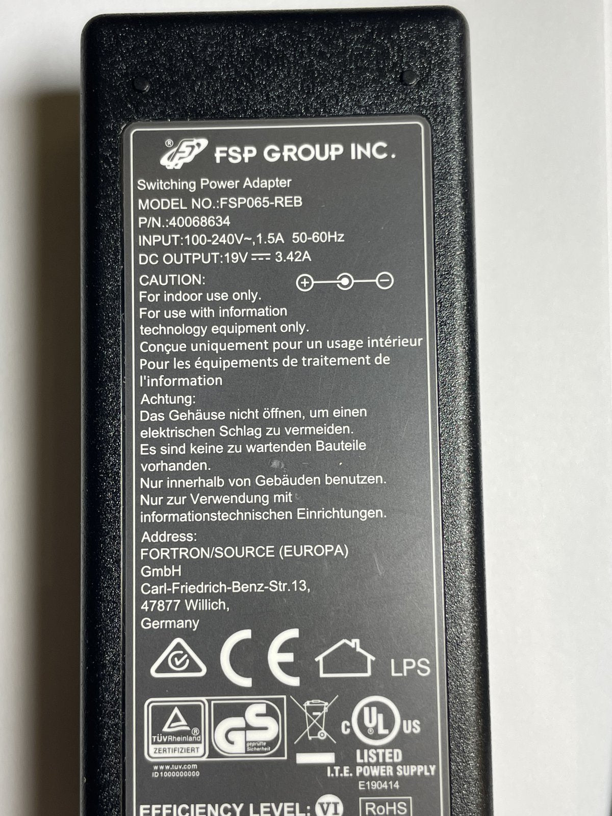 Replacement for 19V 3.42A AC-DC Adaptor Charger for Coda 3.4 Laptop