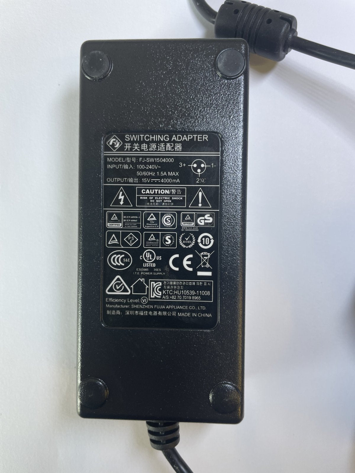 Replacement 15V 4000mA 4A AC-DC Switching Adapter Power Supply FJ-SW1504000 + UK