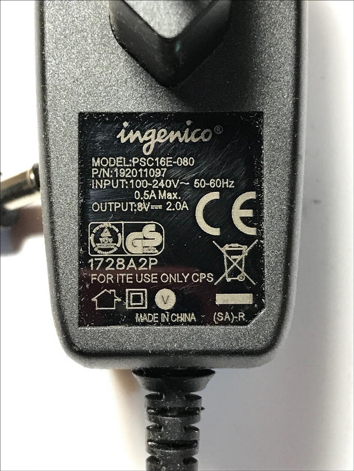 Genuine EU 8V 2.0A 2A Ingenico AC-DC Adaptor Power Supply PSC16E-080 192011097