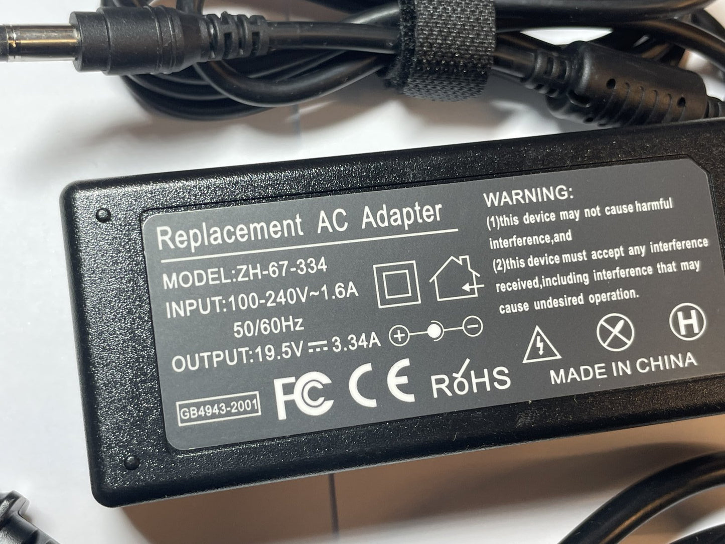 Replacement 19V 3.34A AC-DC Adaptor Power Supply for dell p/n NY3GT = 65W