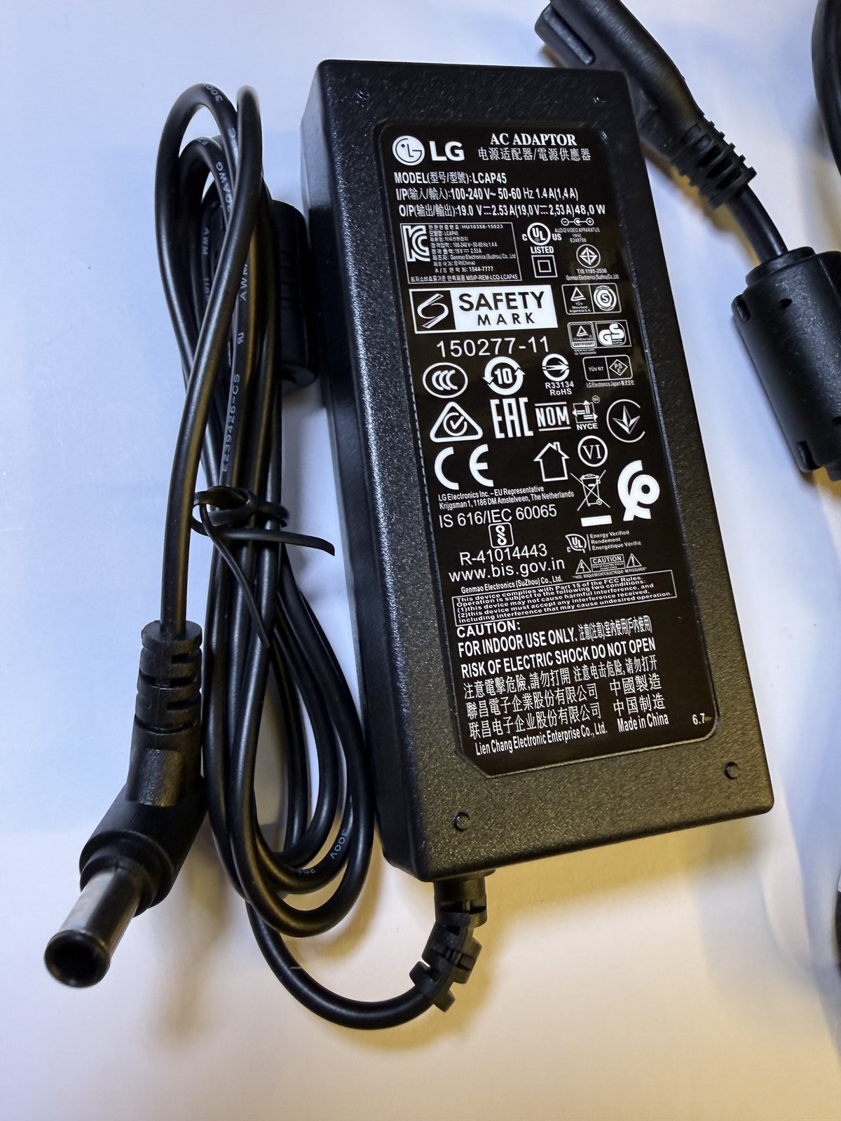 Replacement 19V 2.53A AC-DC Adaptor Power Supply for LG Monitor LSN-9G-1902530