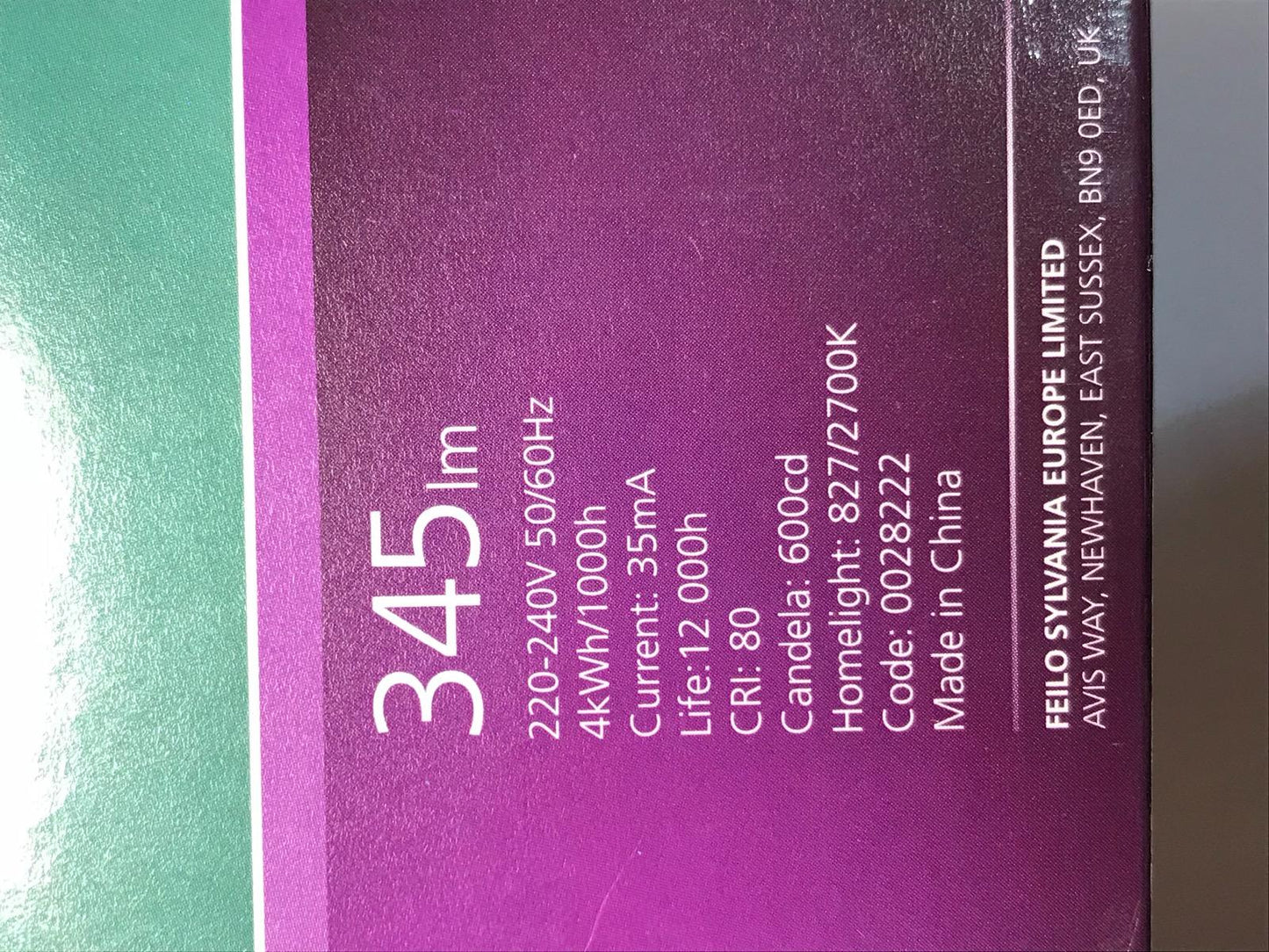 BOX OF 4 SYLVANIA LED light bulb GU10 345 lm = 50W 2700 K 4W A++ 0028222