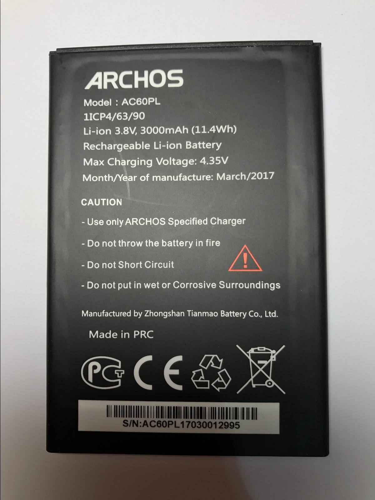 ARCHOS 60 Platinum Li-ion battery 3.8V 3000mAh 11.4Wh AC60PL 1ICP4/63/90