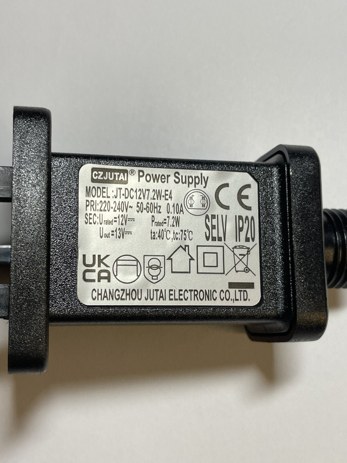 Replacement for CZJUTAI Power Supply JT-DC12V7.2W-E2 12V 13V 7.2W IP20 Adaptor