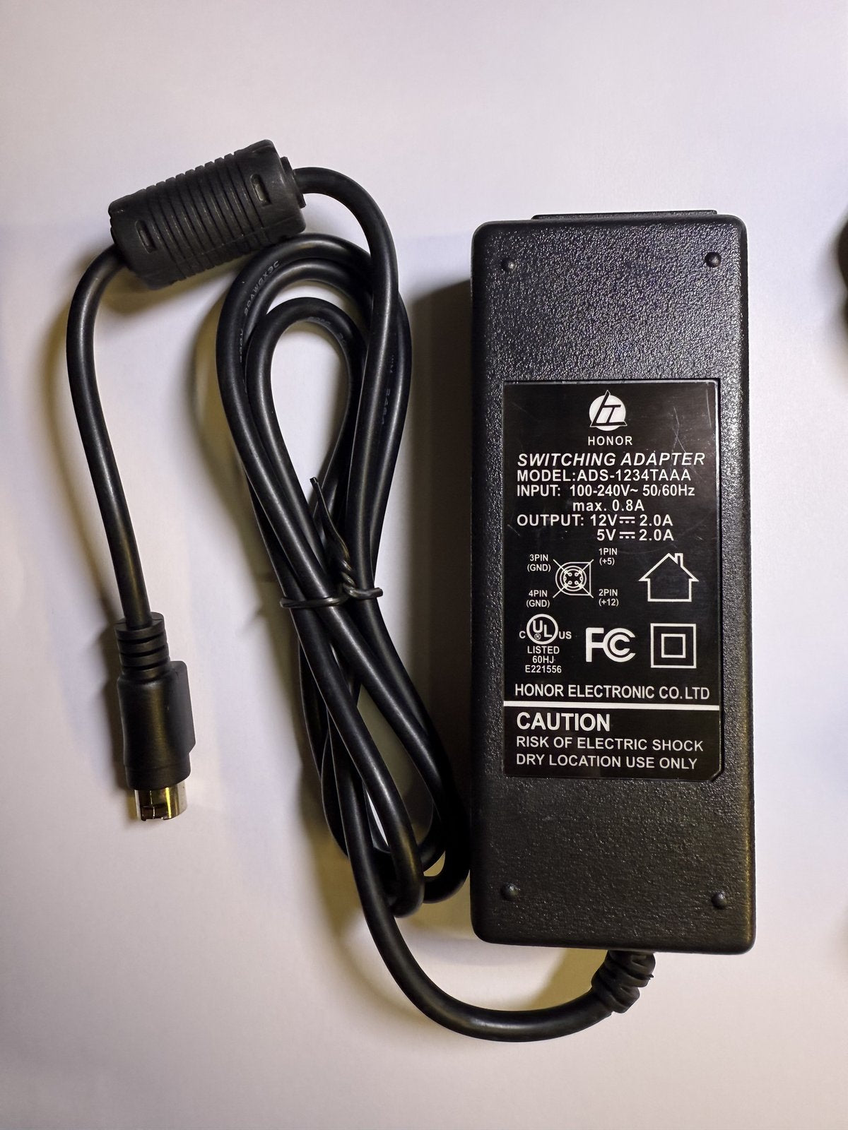 12V 5V 2A 4 PIN AC-DC Adapter Power Supply for AKASA External Hard Drive