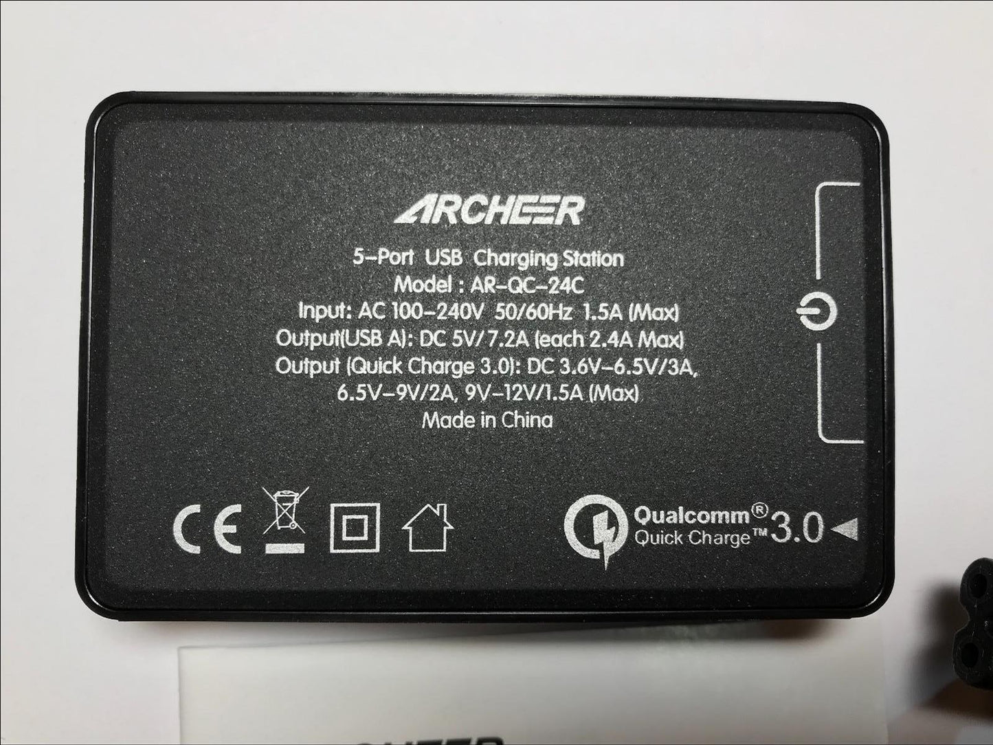 ARCHEER AR-QC-24C Qualcomm 3.0 Quick Charge 4x USB 1x USB-C UK Charger Station