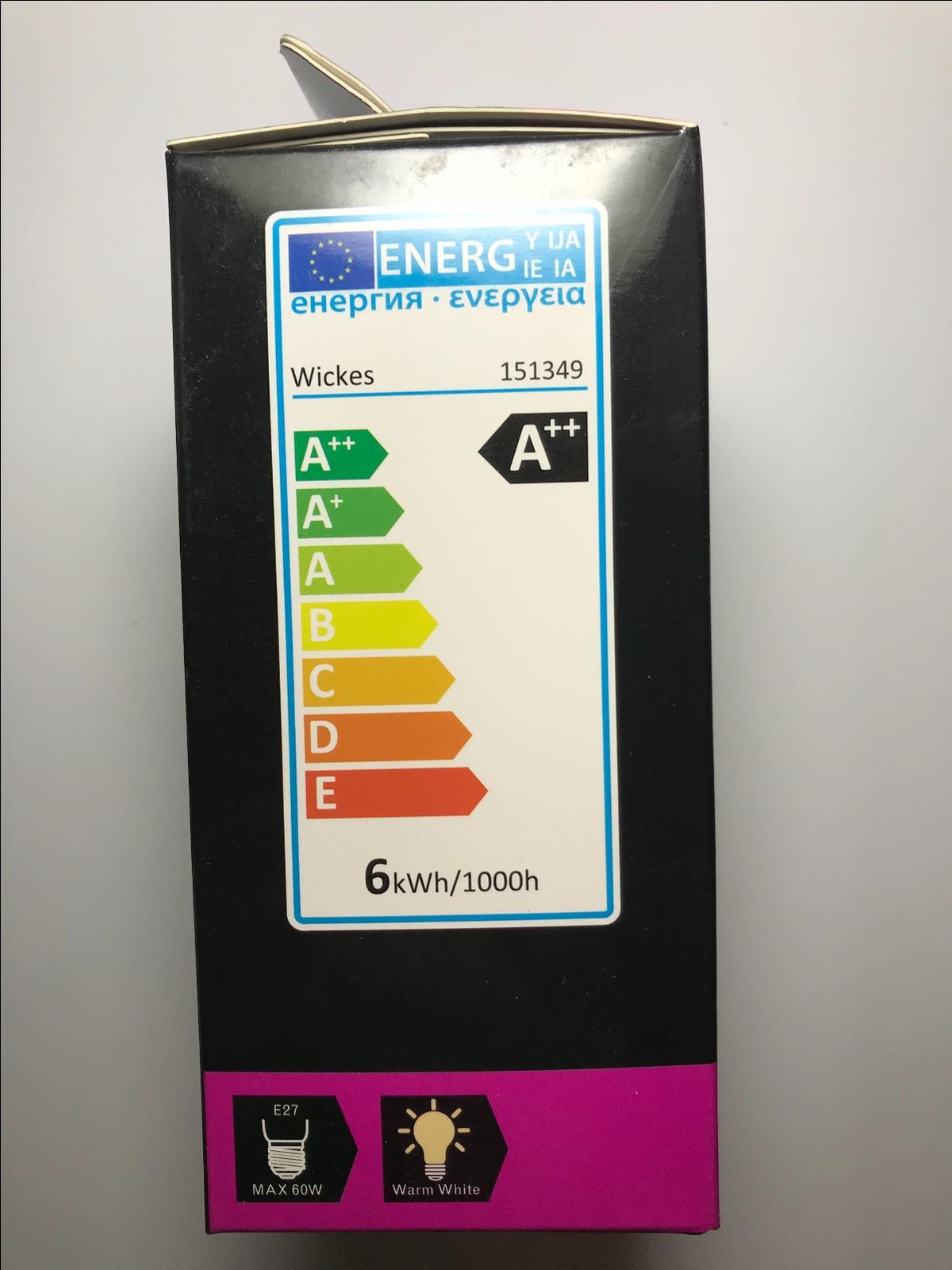 4x Wickes Vintage Filament LED GLS 6W = 60W ES A-Shape Warm White Light Bulb