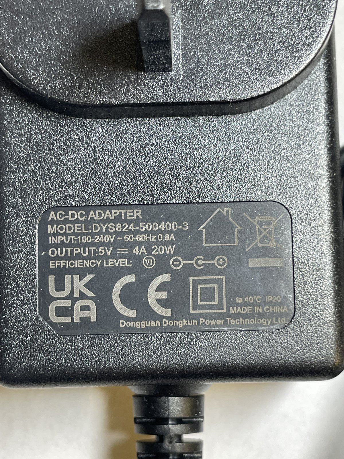 UK 5V 4A AC-DC Adaptor Power Supply Charger with USBC USB-C Connector