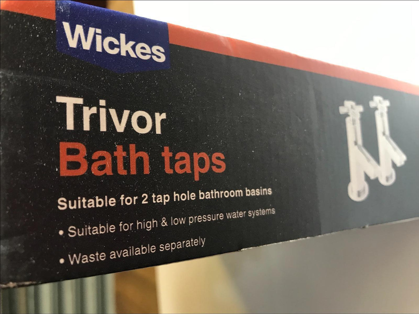 WICKES TRIVOR BATH TAPS FOR 2 HOLE BATHROOM BASIN HIGH/LOW PRESSURE 1/4 TURN