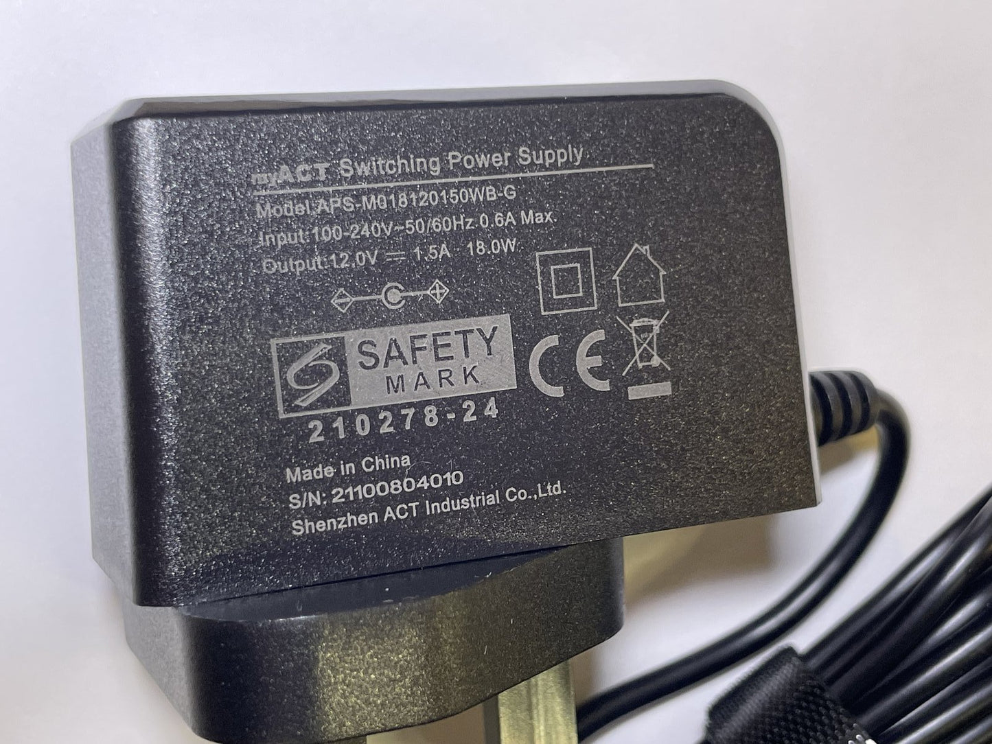 Replacement 12V 1.5A APD Asian Power Devices Switching Adaptor 4 WA-18G12K WA18G12K