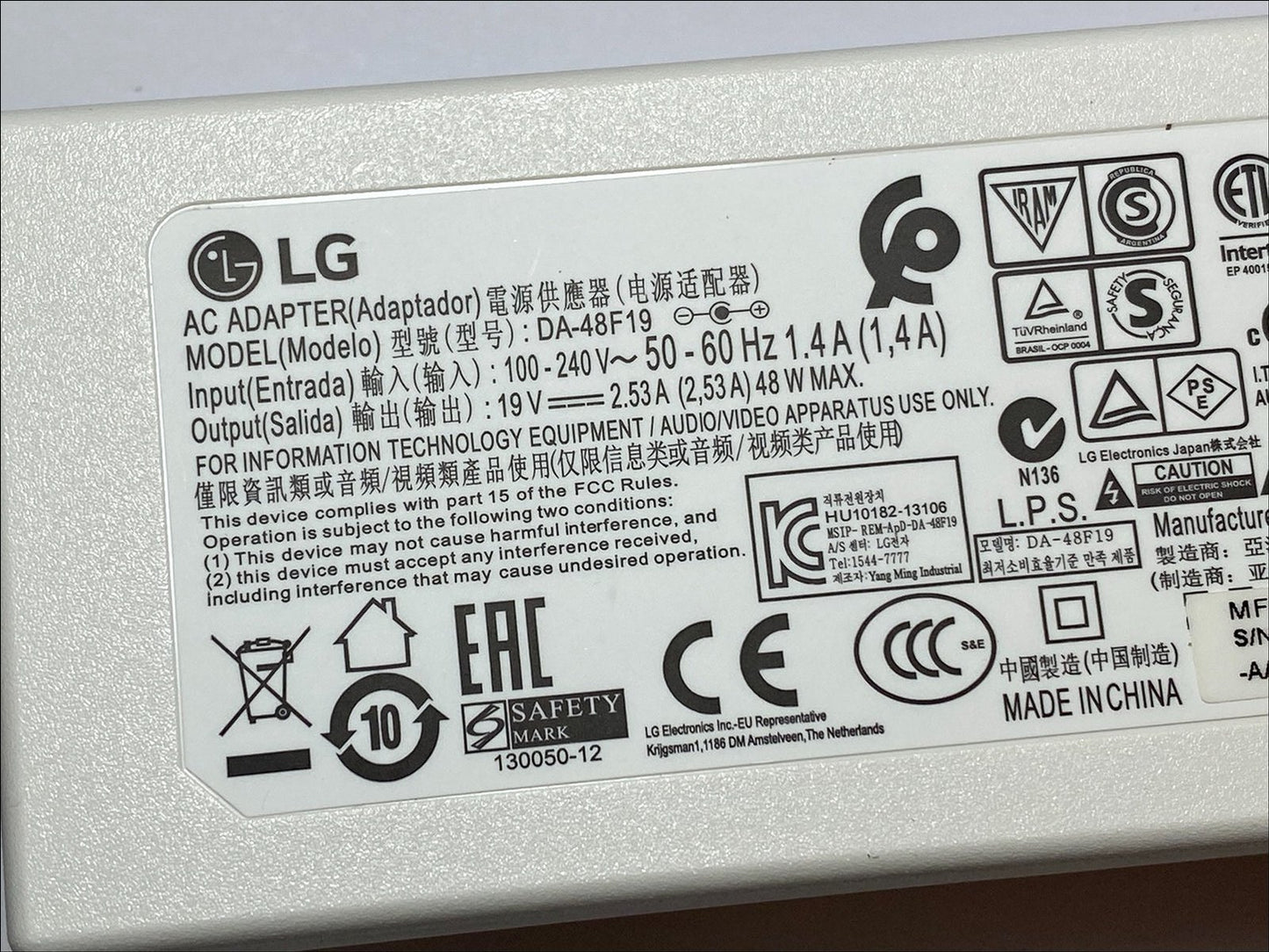 Replacement for 48W/19V 19V 2.53A Samsung DA-48F19 AC ADAPTER POWER SUPPLY