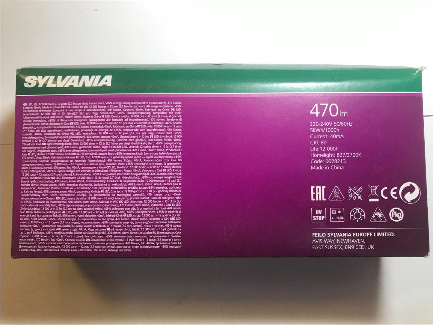 Pack of 4 Sylvania LED RT A60 Filament Clear GLS Lamp 4.5W BC (B22) 470lm