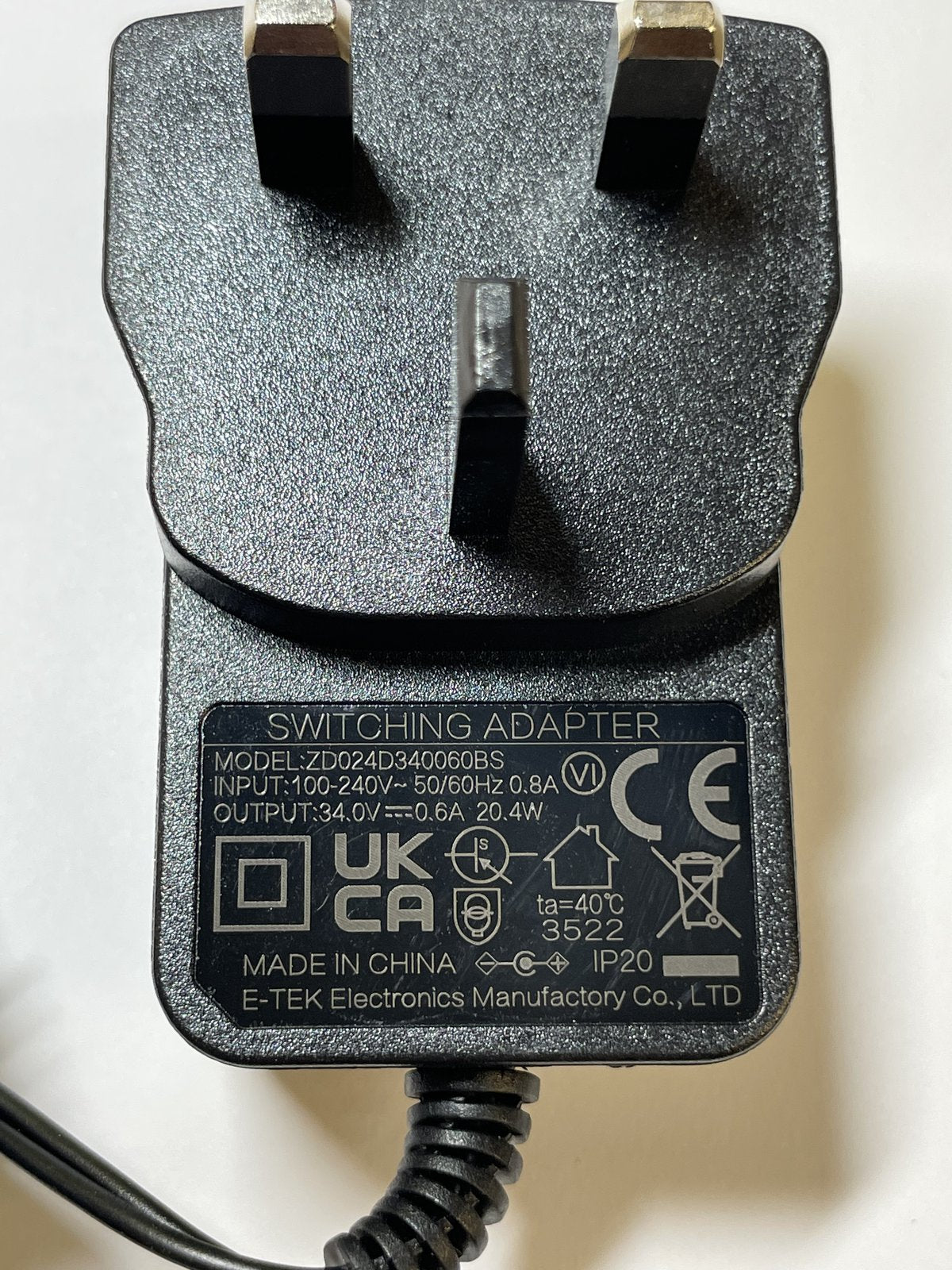 Replacement 34V 600mA Charger for Vax VX63 Cordless Blade Pet Pro Vacuum Cleaner