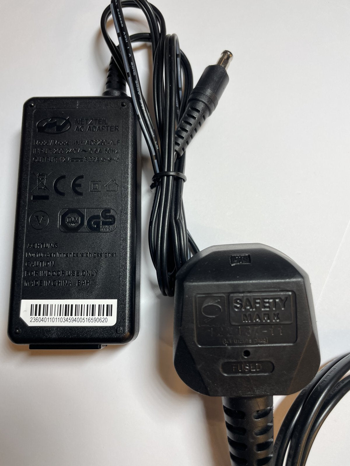 NETZTEIL AC ADAPTER AD8260-7LF 12V 3.33A POWER SUPPLY + UK PLUG LEAD