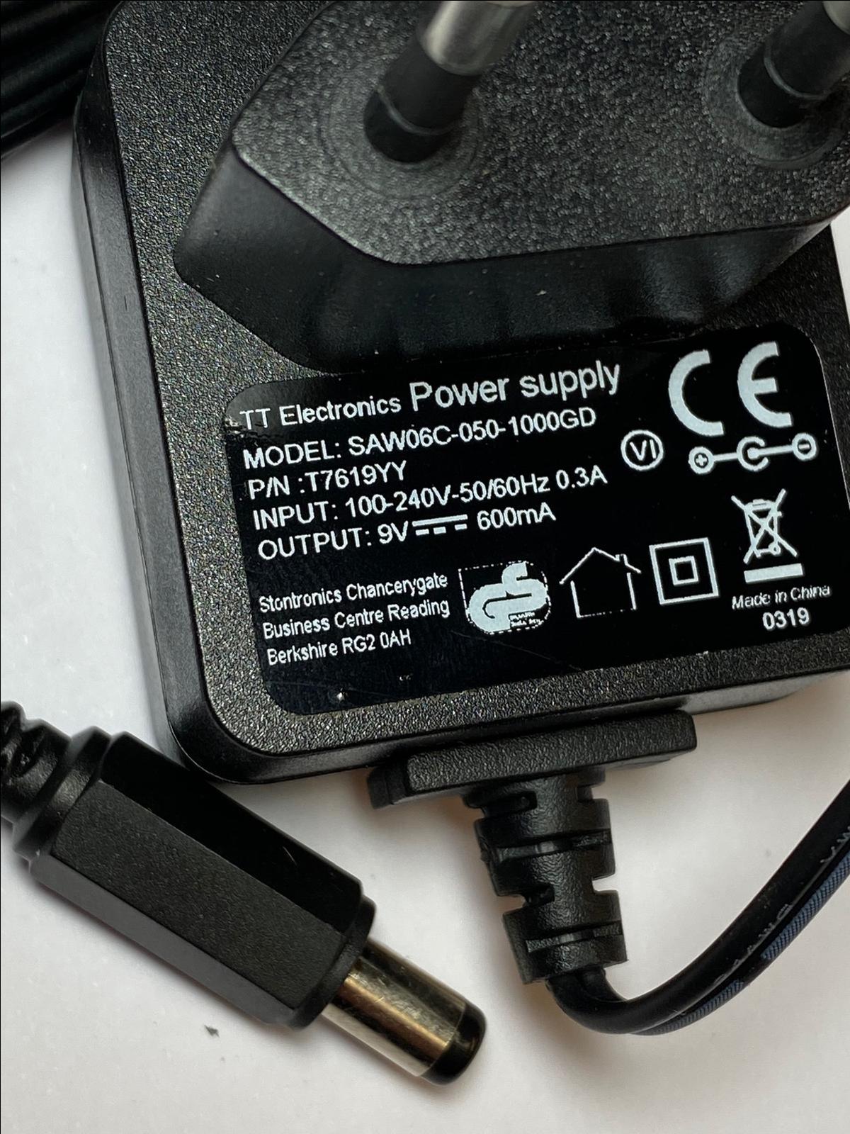 EU 9V 0.6A 600mA Power Supply AC-DC Adaptor SAW06C-050-1000GD T7619YY 2.1mm
