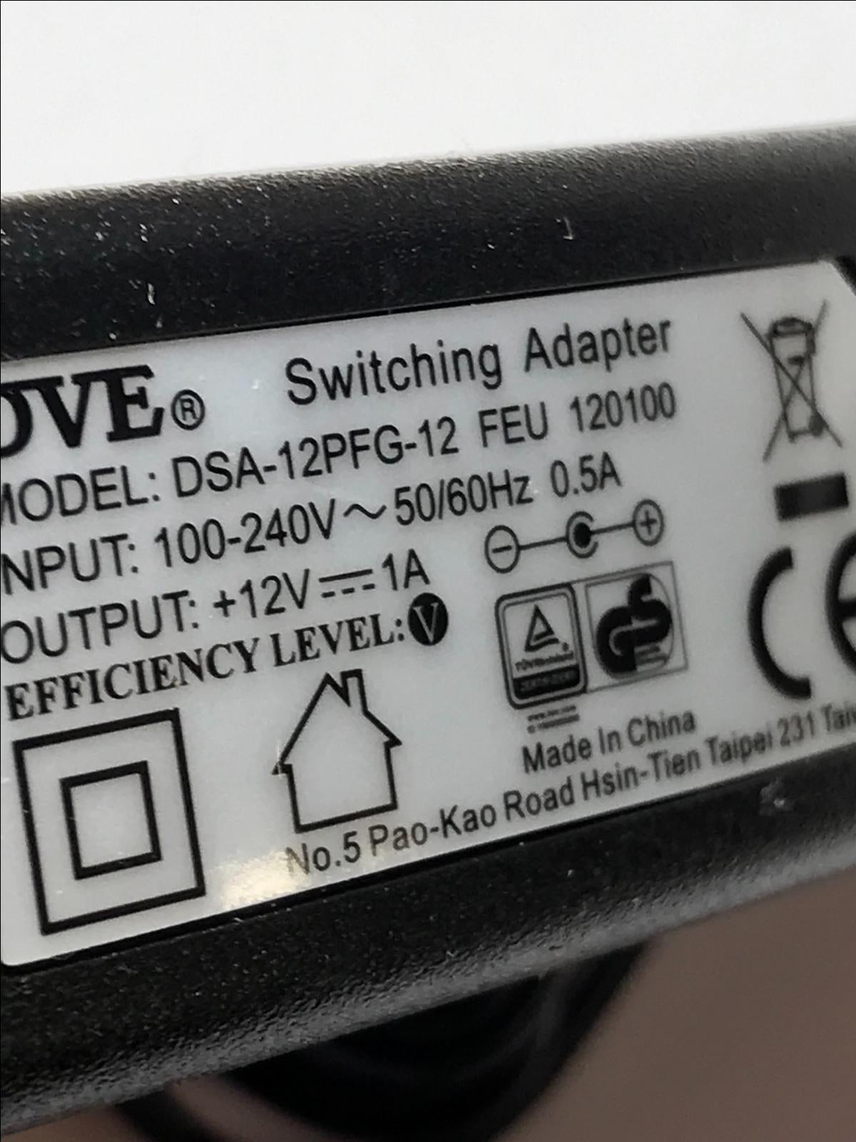 Genuine EU European Plug DVE DSA-12PFG-12 FEU 120100 Switching Adapter 12V 1A