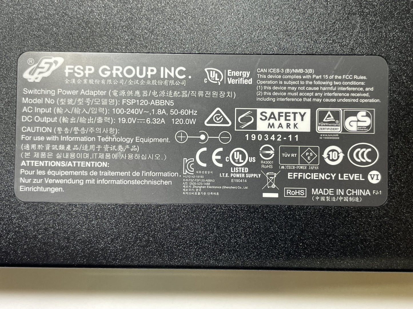Used 19V 6.32A FSP Group Switching Power Adapter FSP120-ABBN5 19.0V 120.0W
