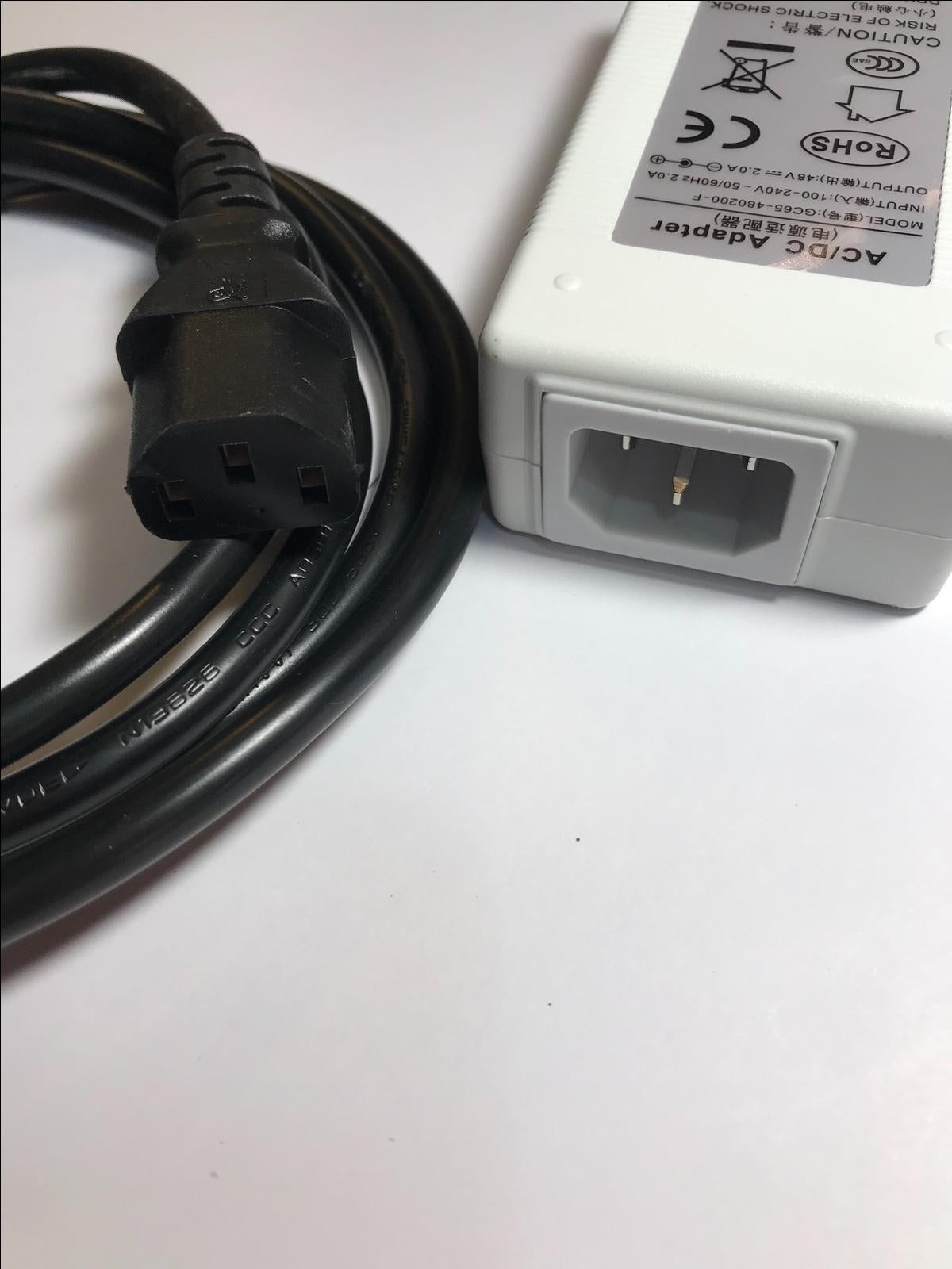 48V Mains AC-DC Adaptor Power Supply 6.3mm x 3.0mm 6.3x3 with UK Cord Lead Plug