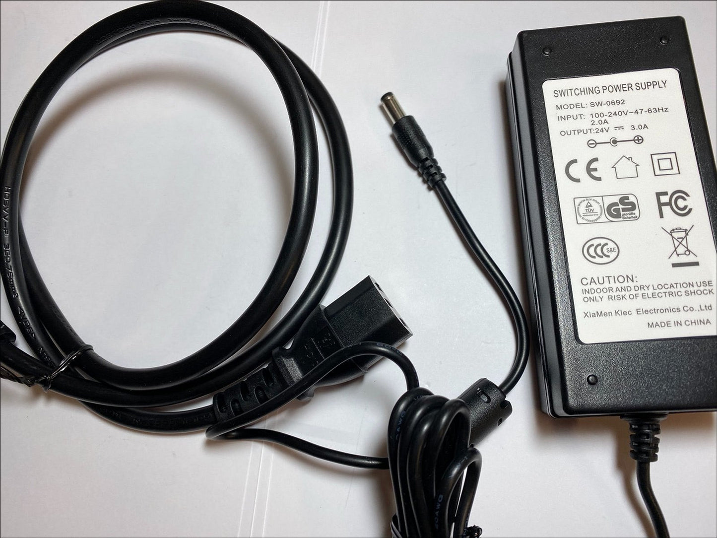 24V 3A 3000mA AC-DC Switching Adapter Desktop Power Supply PSU 2.5mm 2.1mm