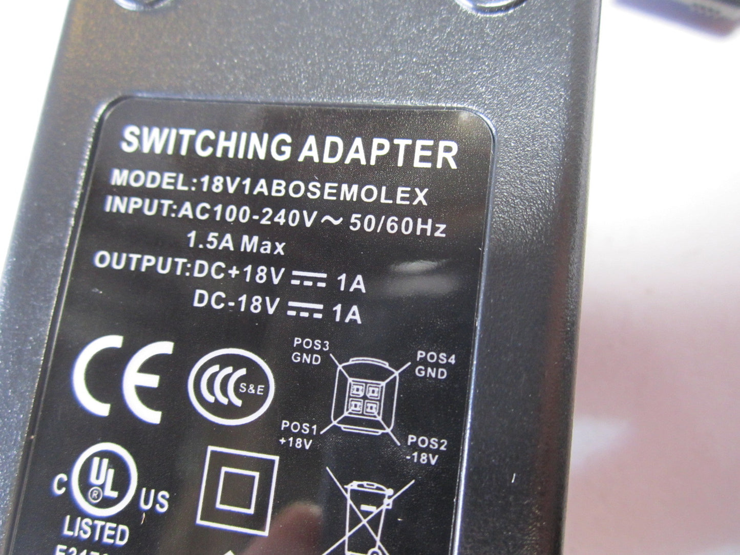 Replacement for Bose PSM36W-208 293247-002 DC 18V 1A Switching Power Supply