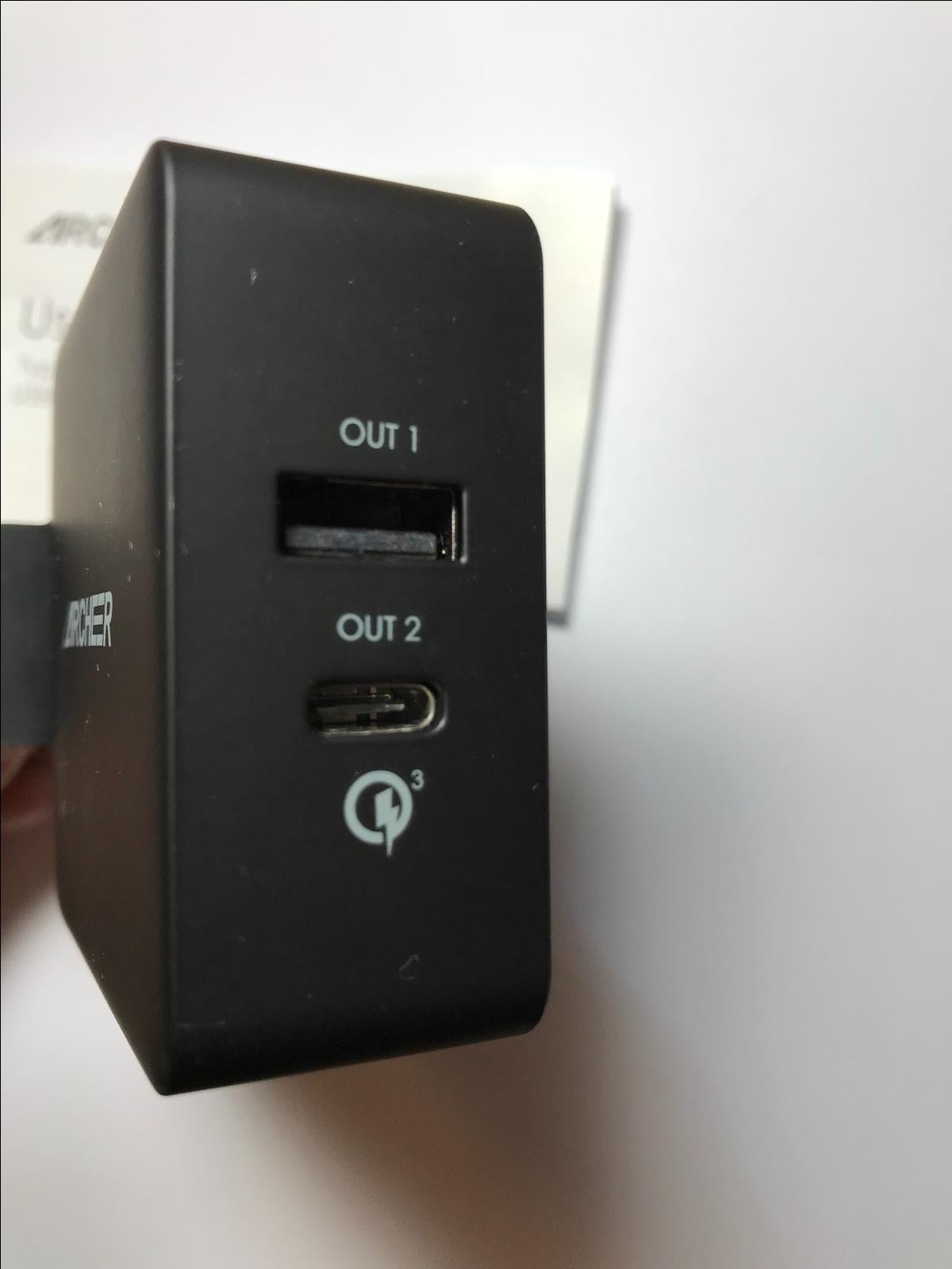 ARCHEER AR-QC-22C Qualcomm 3.0 Quick Charge USB USB-C UK Charger 30W 5V 2.4A