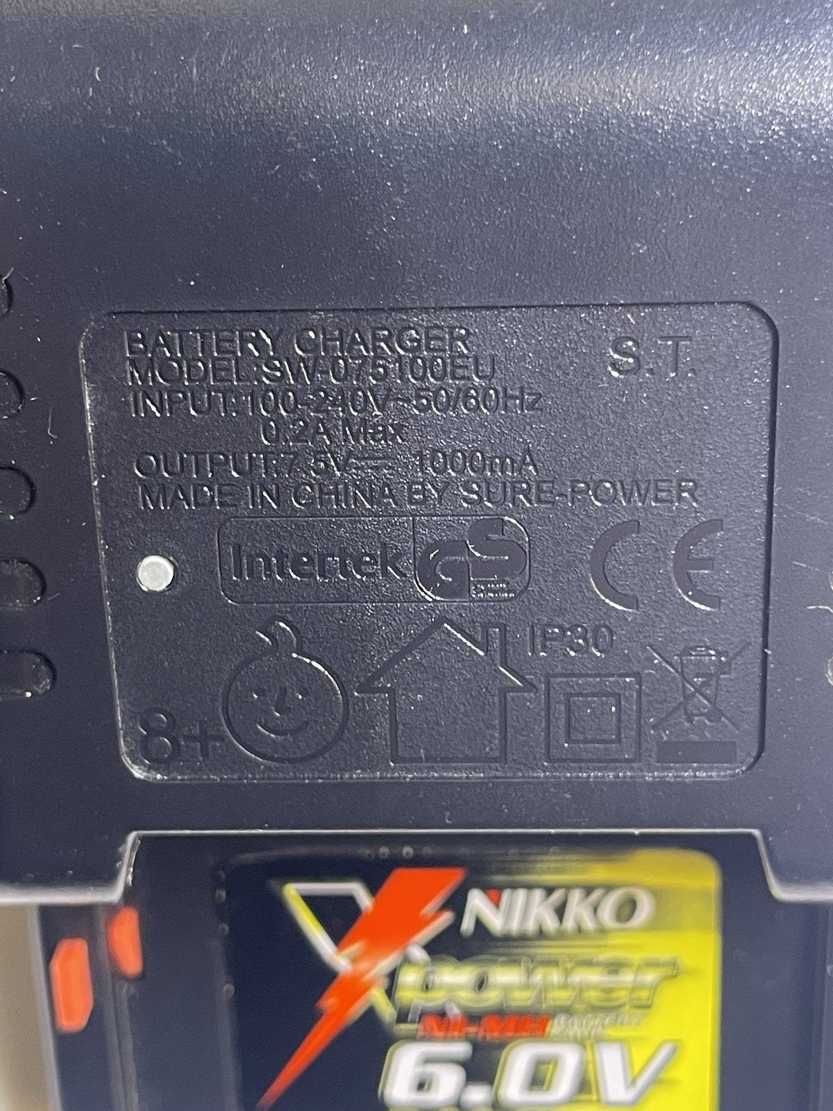 NIKKO 6.0V Quick Battery Charger 7.5V 1000mA SCS0751000GBfor NI-MH Battery Pack