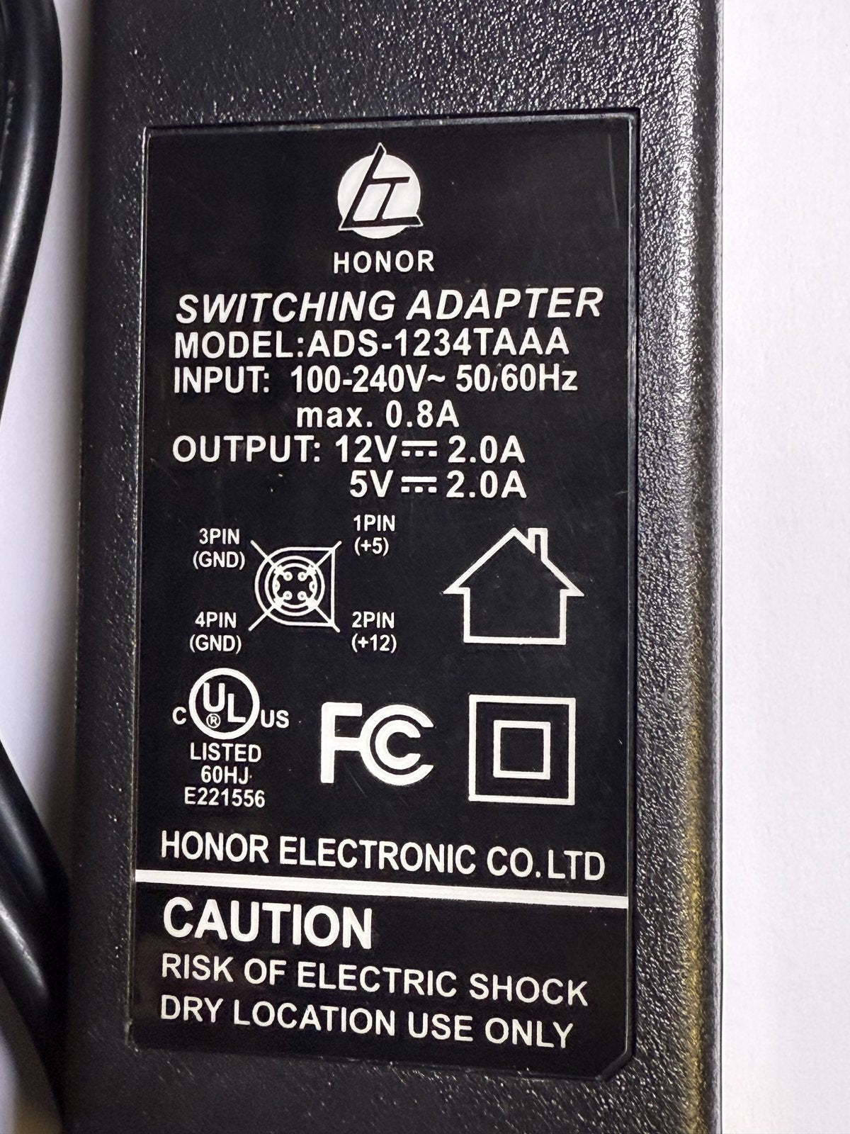12V/5V/2A for Jentec Technology CO LTD Switching Power Supply Adaptor JTA0202Y
