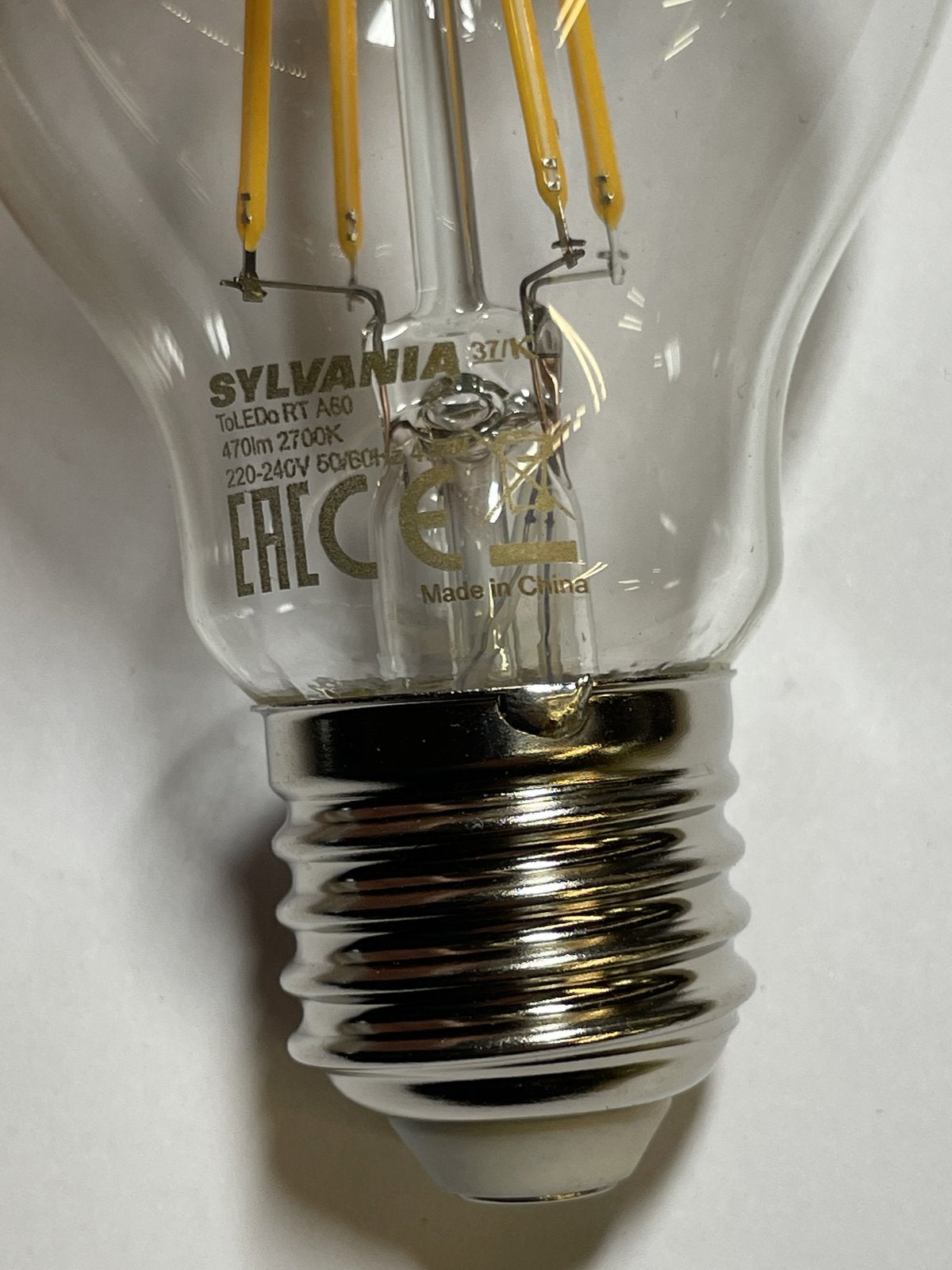 Box of 6 SYLVANIA TOLEDO RT GLS V4 CL 470LM 827 E27 SL 0027160 4.5W = 40W LED