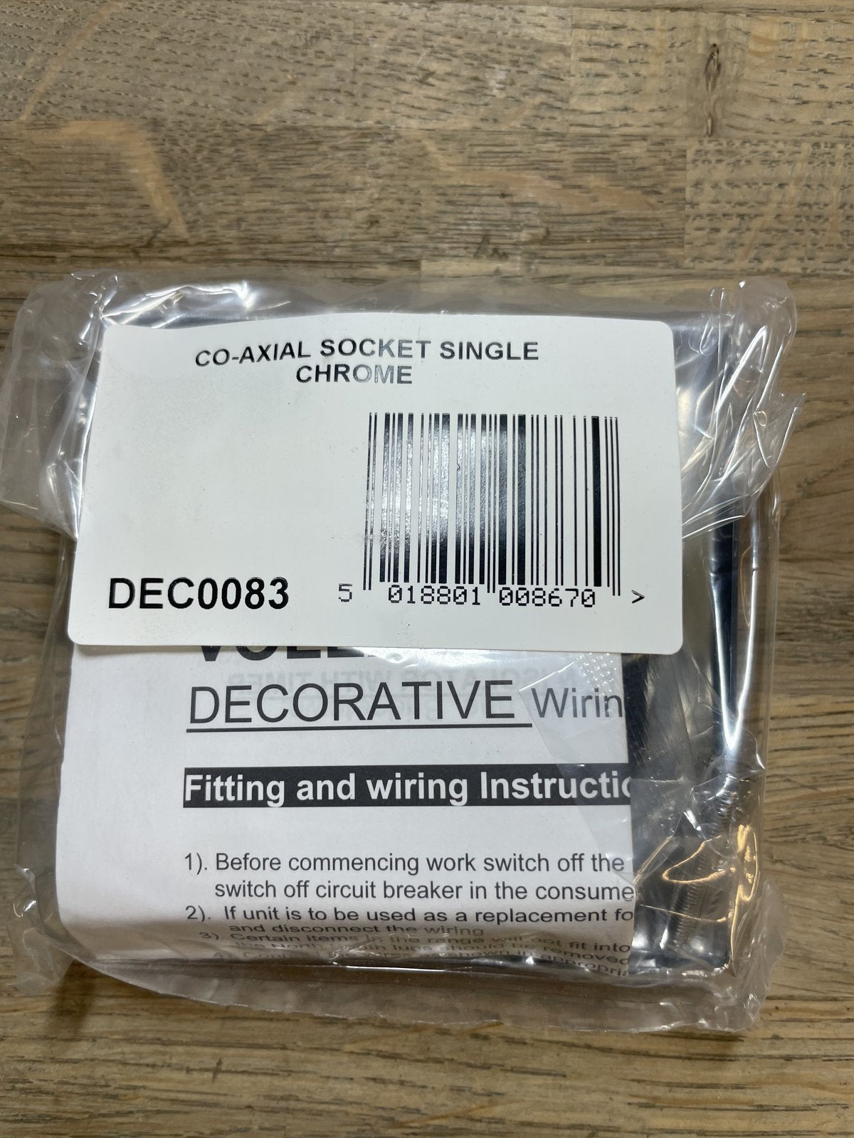 Bulk Lot Box of 8 Volex Polished Chrome TV CO-AXIAL Socket Single DEC0083