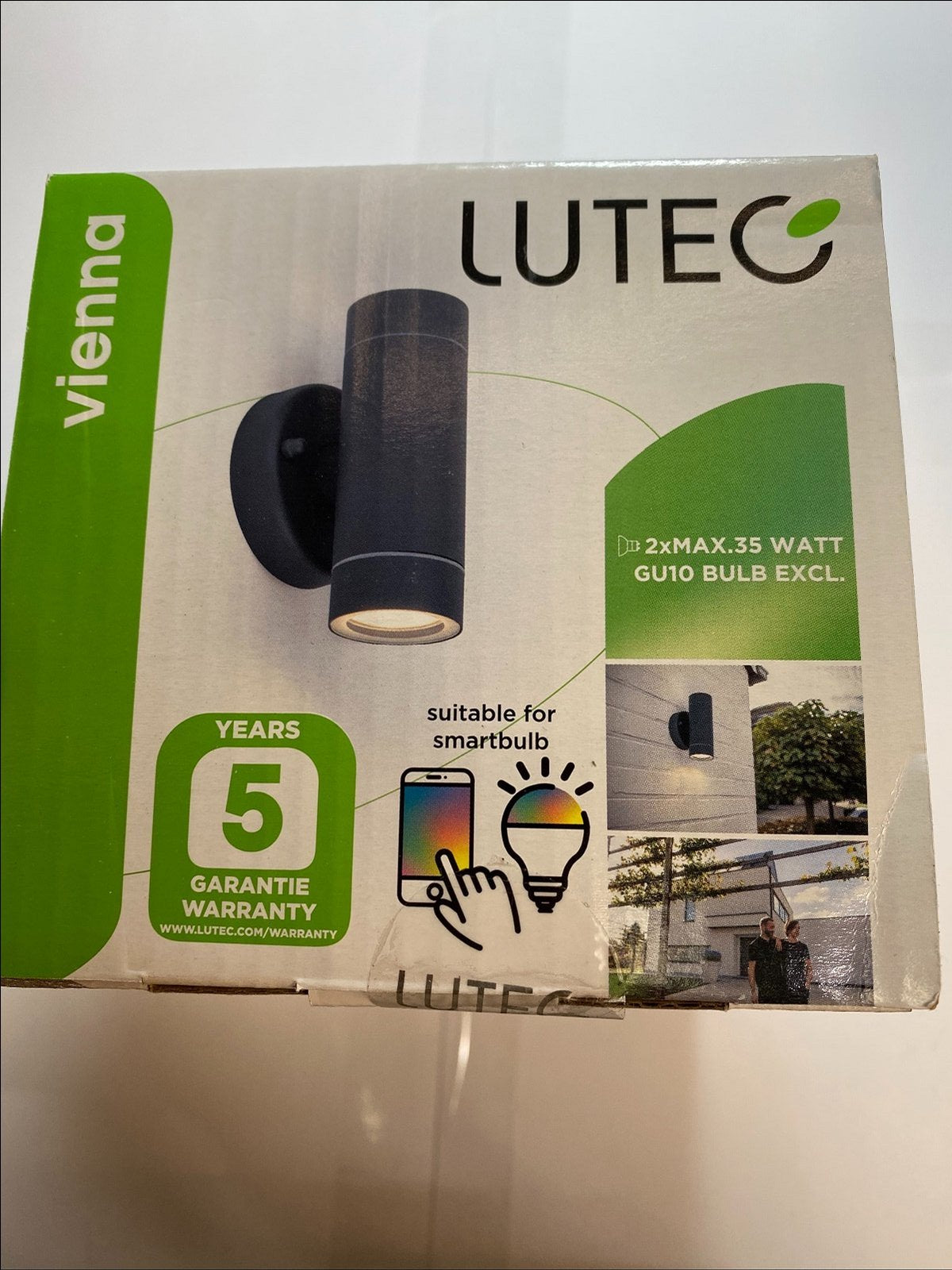 Lutec 5510815424 Graphite Vienna Up/Down Light IP44 GU10 PIR for Smartbulb