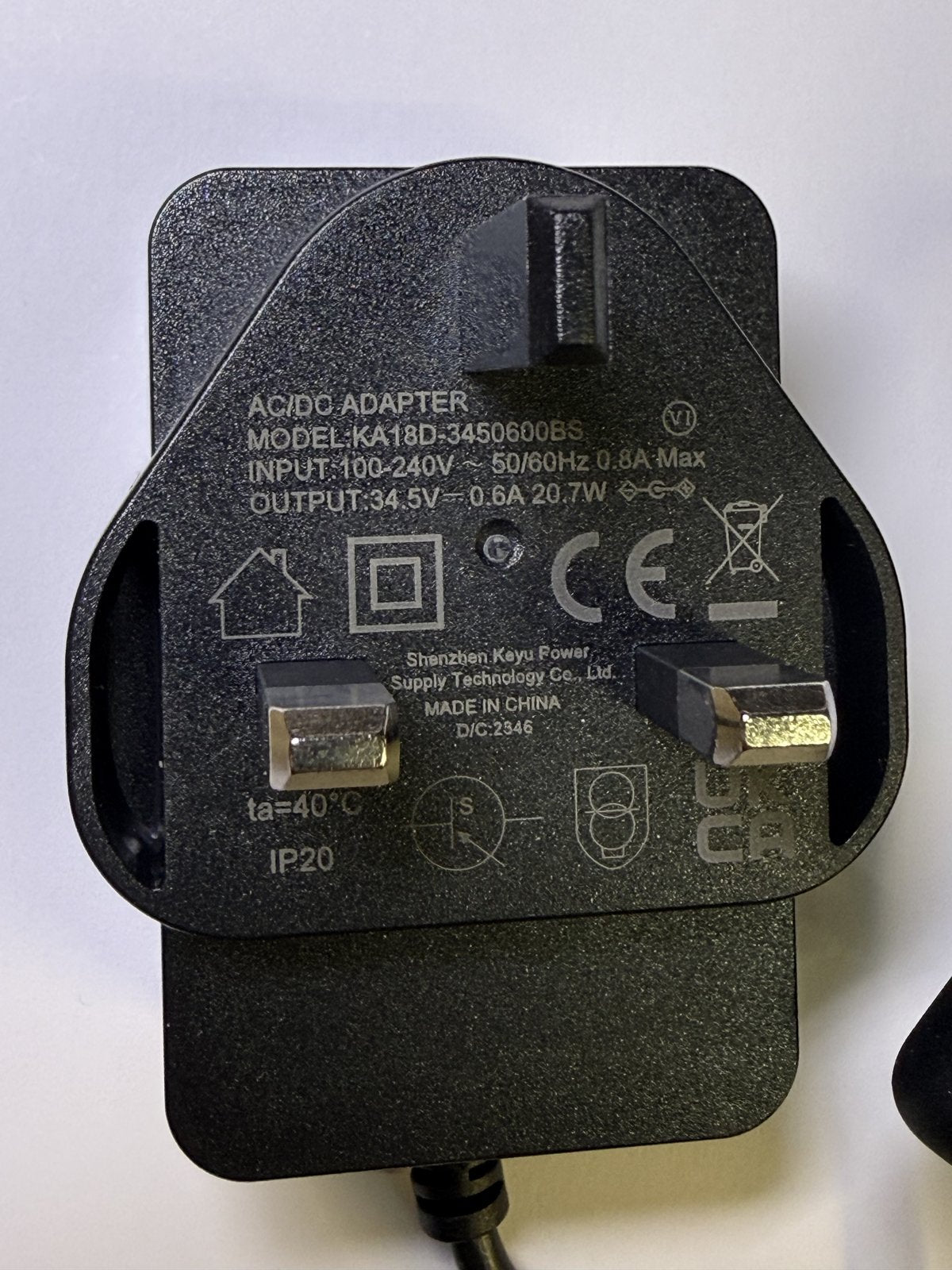 34.5V 0.6A 20.7W AC/DC Adapter Power Supply Charger KA18D-3450600BS UK Plug