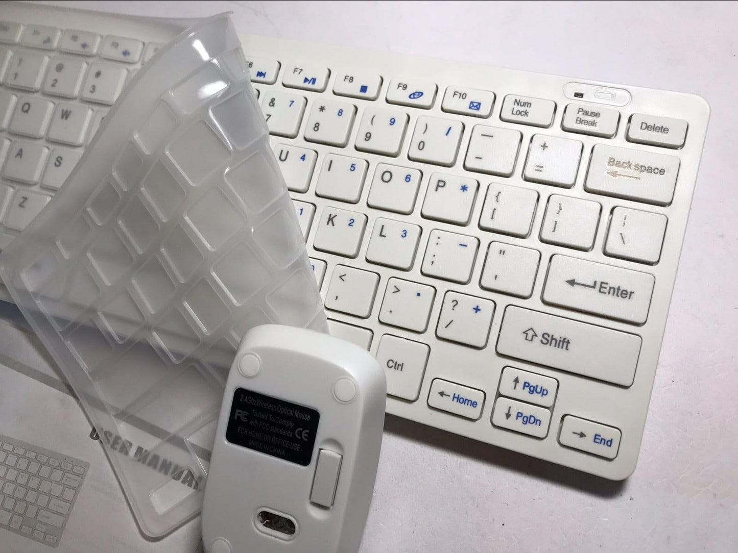 White Wireless Small Keyboard & Mouse for LG 42LS575T Full HD 42" LED SMART TV