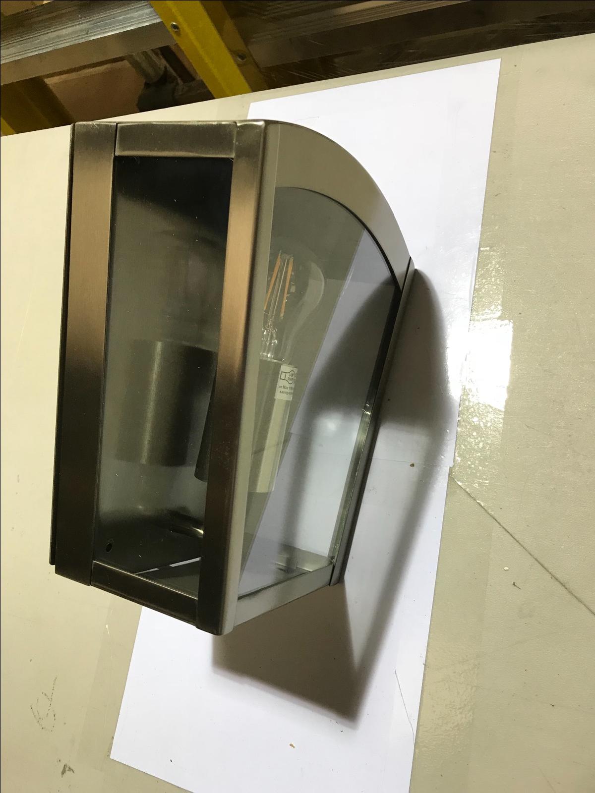 EX DISPLAY Zinc Single Curved Lantern Wall Fitting Stainless Steel ZN-20945-SST
