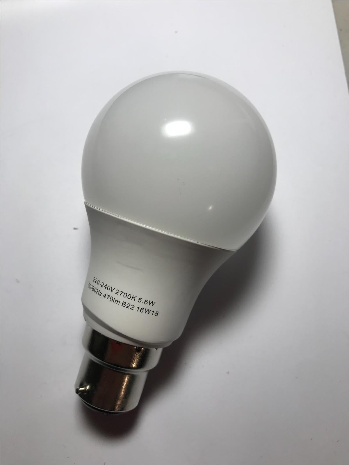 Pack of 5 Wickes LED BC GLS Lamp 5.6W = 40W 470lm B22 Light Bulb