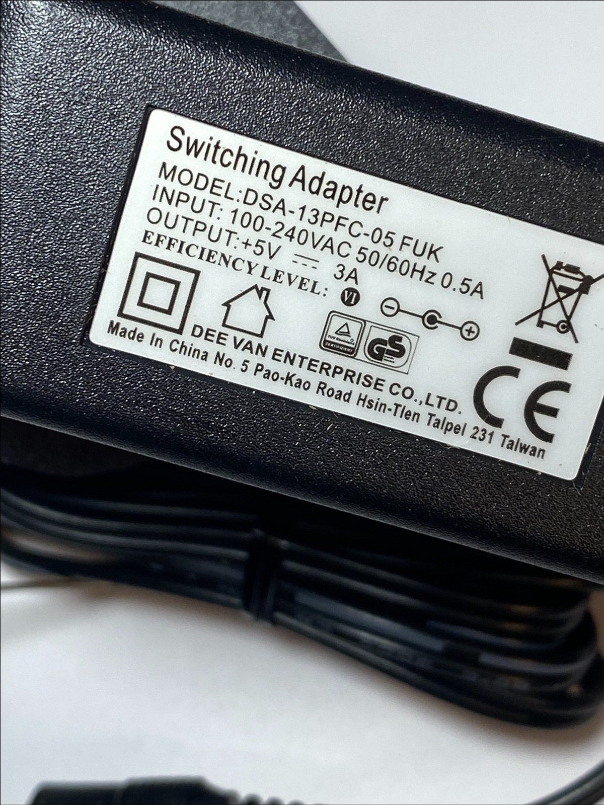 5V 3A AC-DC Switching Adaptor Power Supply 4mm x 1.7mm UK Plug Charger