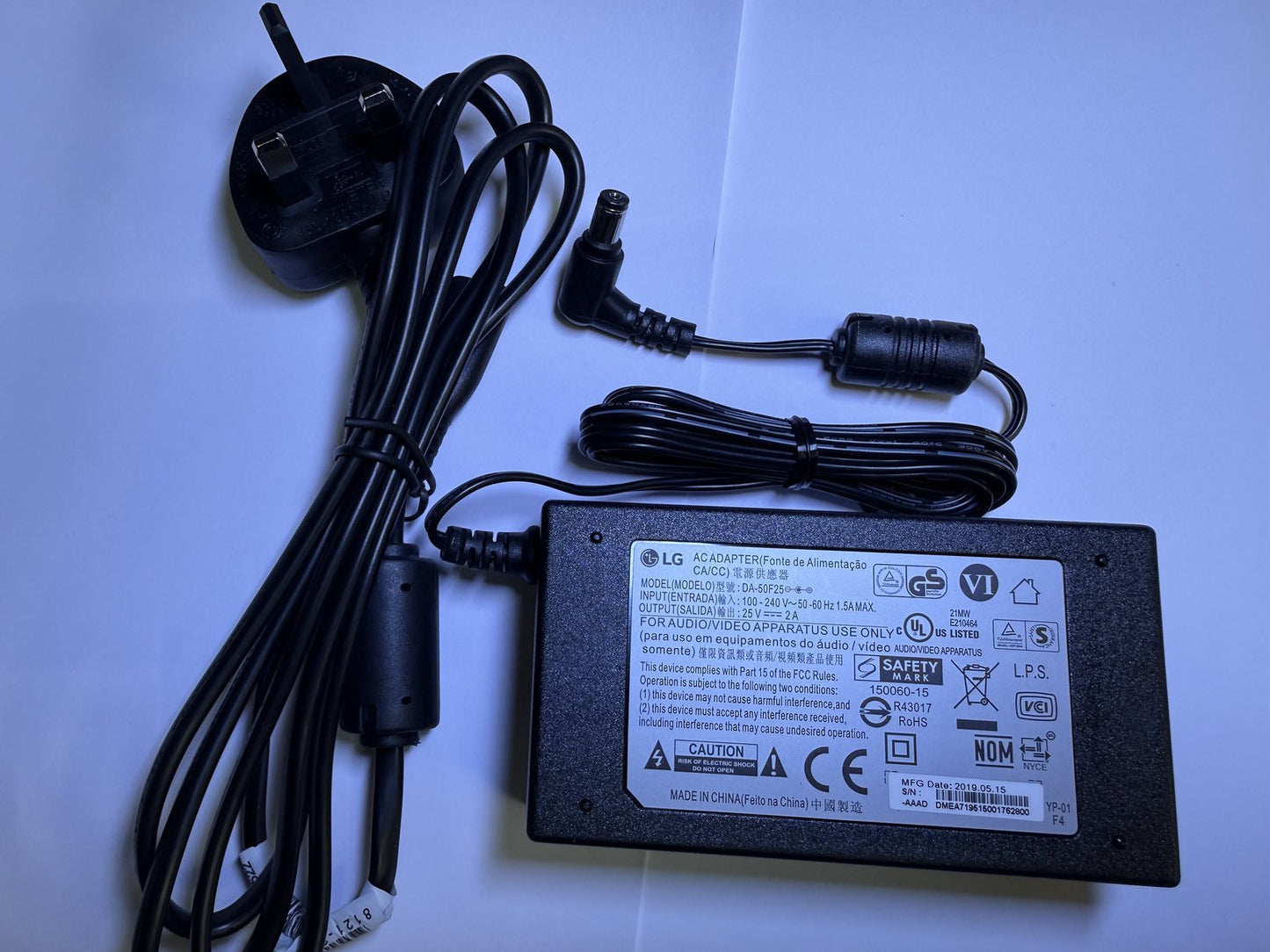 25V 2A AC-DC Adaptor for LG SN7Y 3.1.2 Soundbar with Wireless Subwoofer