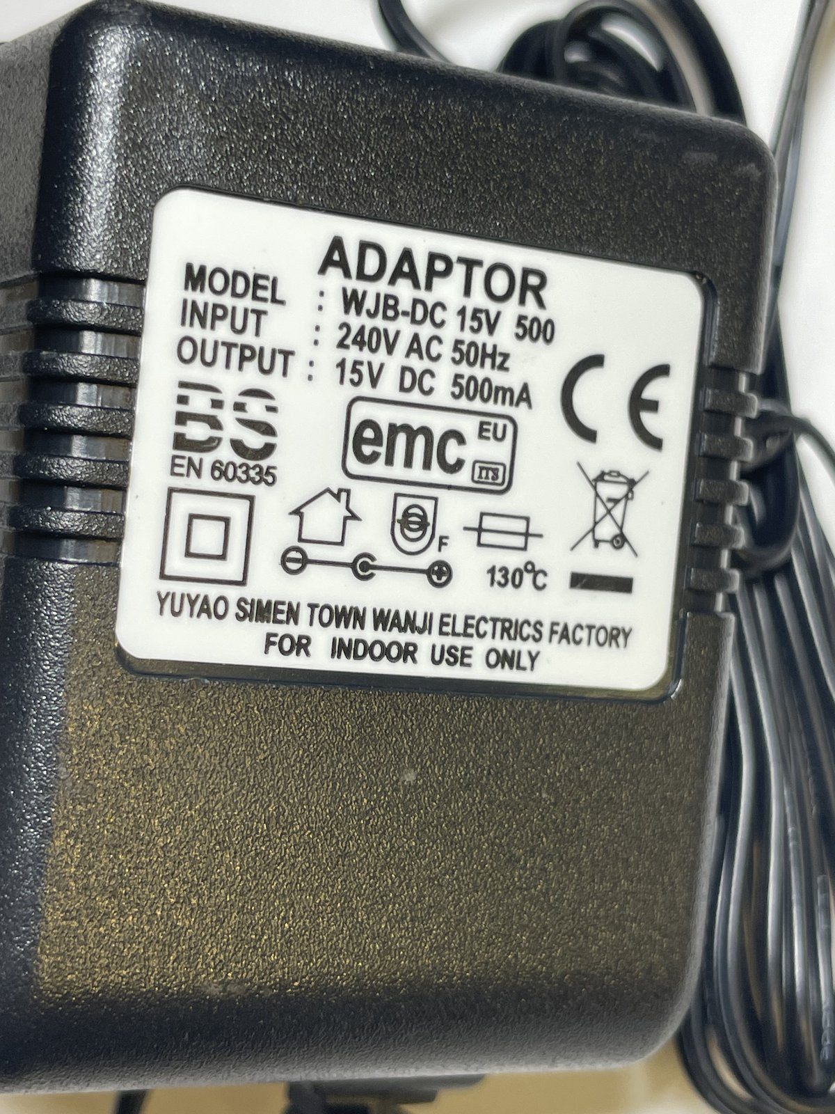 Replacement for Mains AC-DC 15V 0.8A CEF22ADP for Duracell NIMH Battery Charger