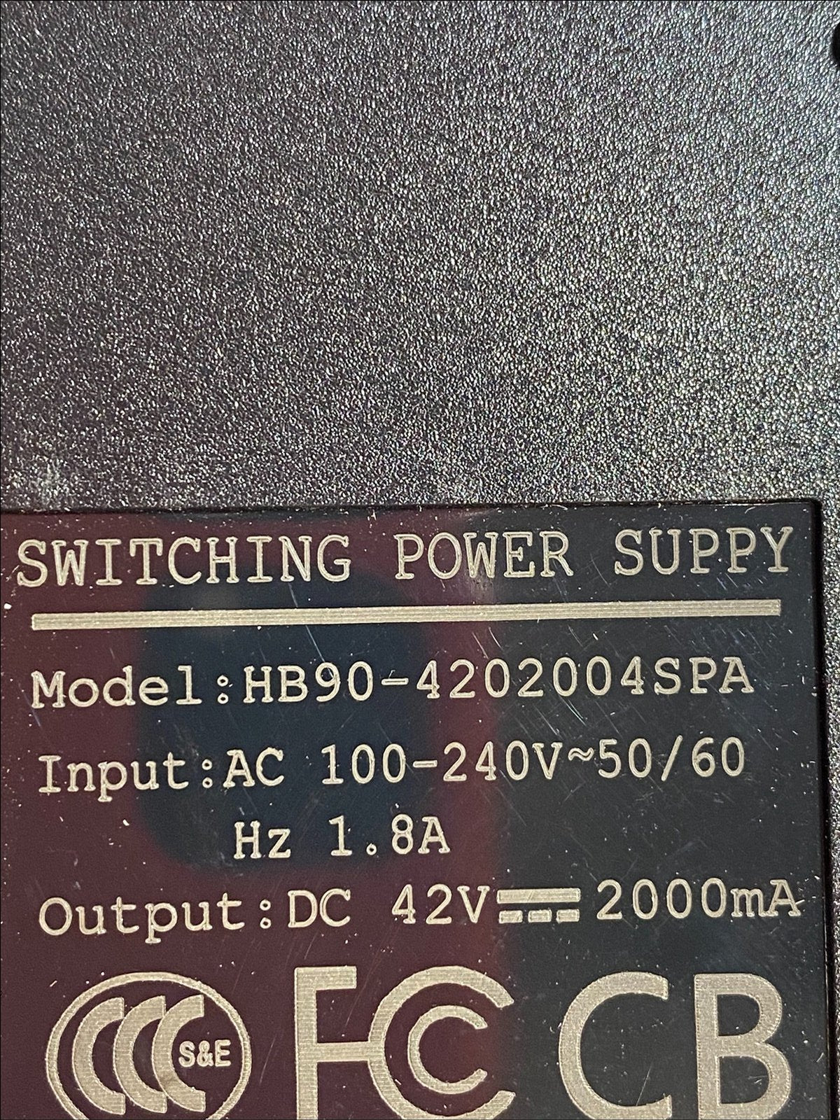 Replacement 42V AC-DC Adaptor Charger for EELO 1885 Bike